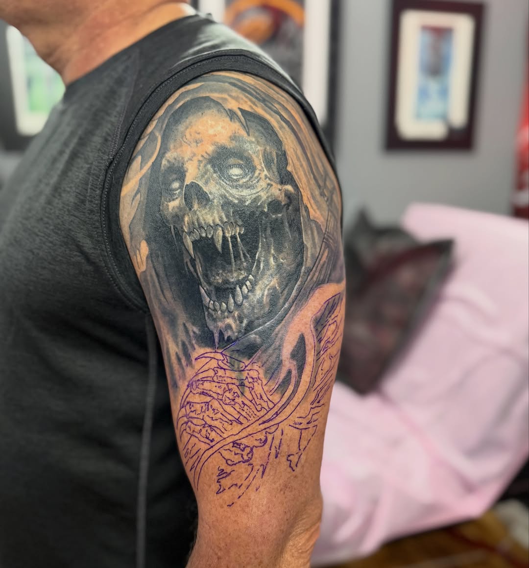 Tattoo by @artoftucker — black_and_grey, realism