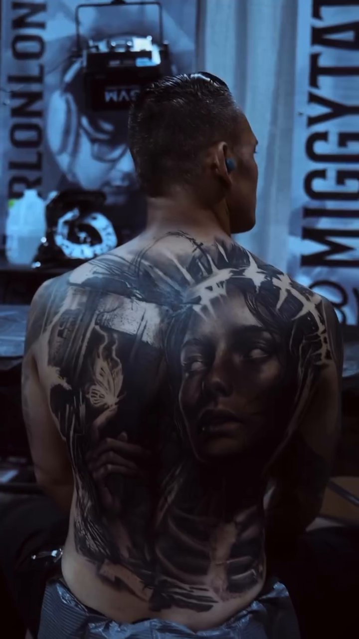 Woman and ornamental patterns realism tattoo by Gregorio Devera