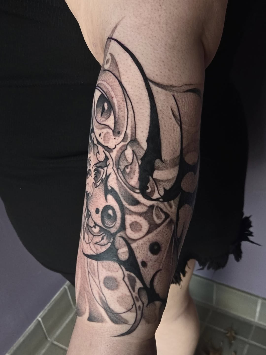 Tattoo by @swampfairie.tattoos — black_and_grey, ornamental