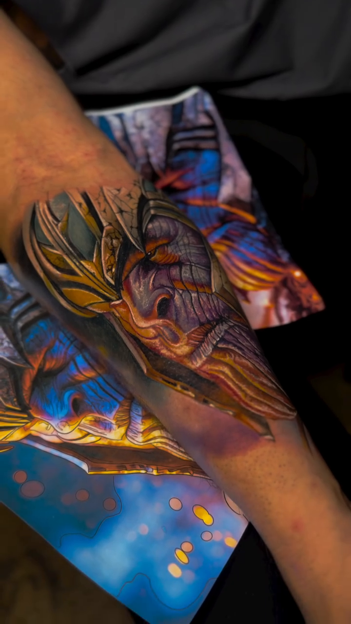 Ship on the sea realism tattoo by Edward best