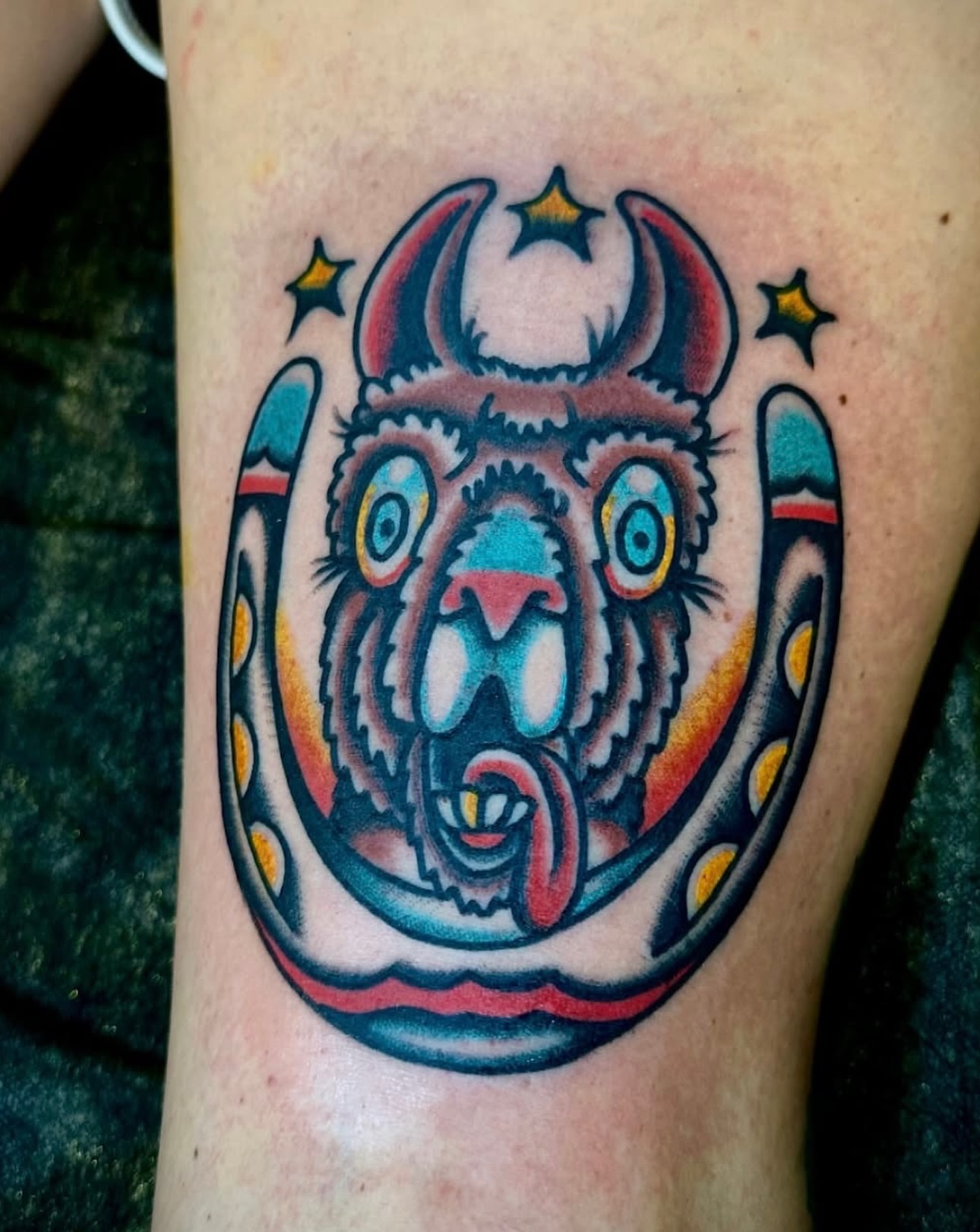 Bear head American traditional tattoo on the forearm by ⛓️‍💥phillip Lee⛓️‍💥