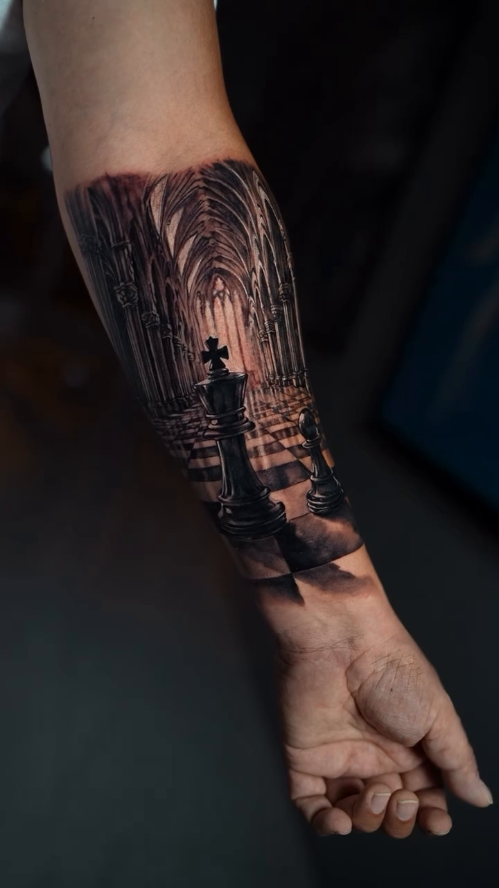 Surrealism tattoo on the forearm by Alberto Marrero