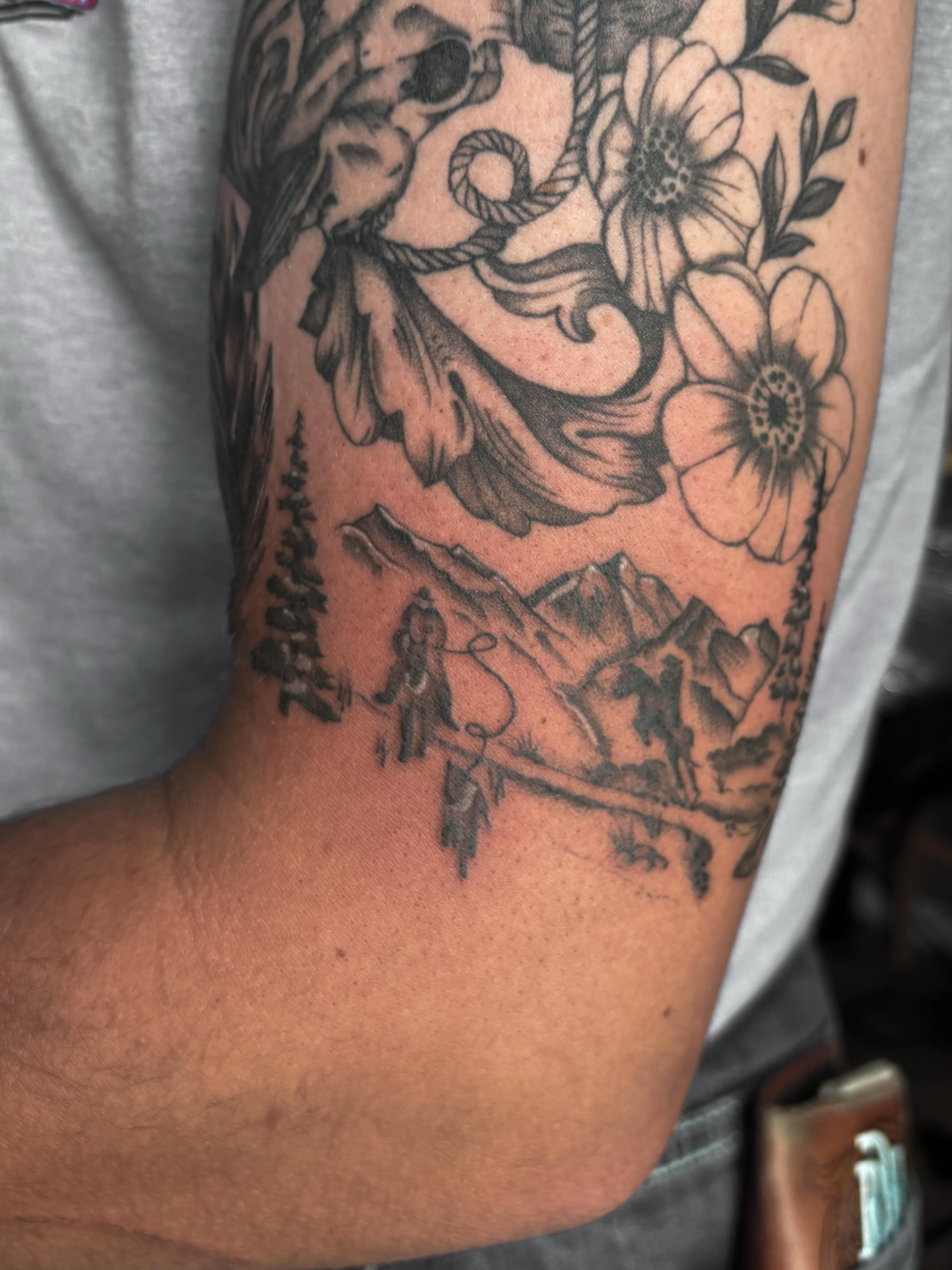 Tattoo by @persephoneink_ — black_and_grey