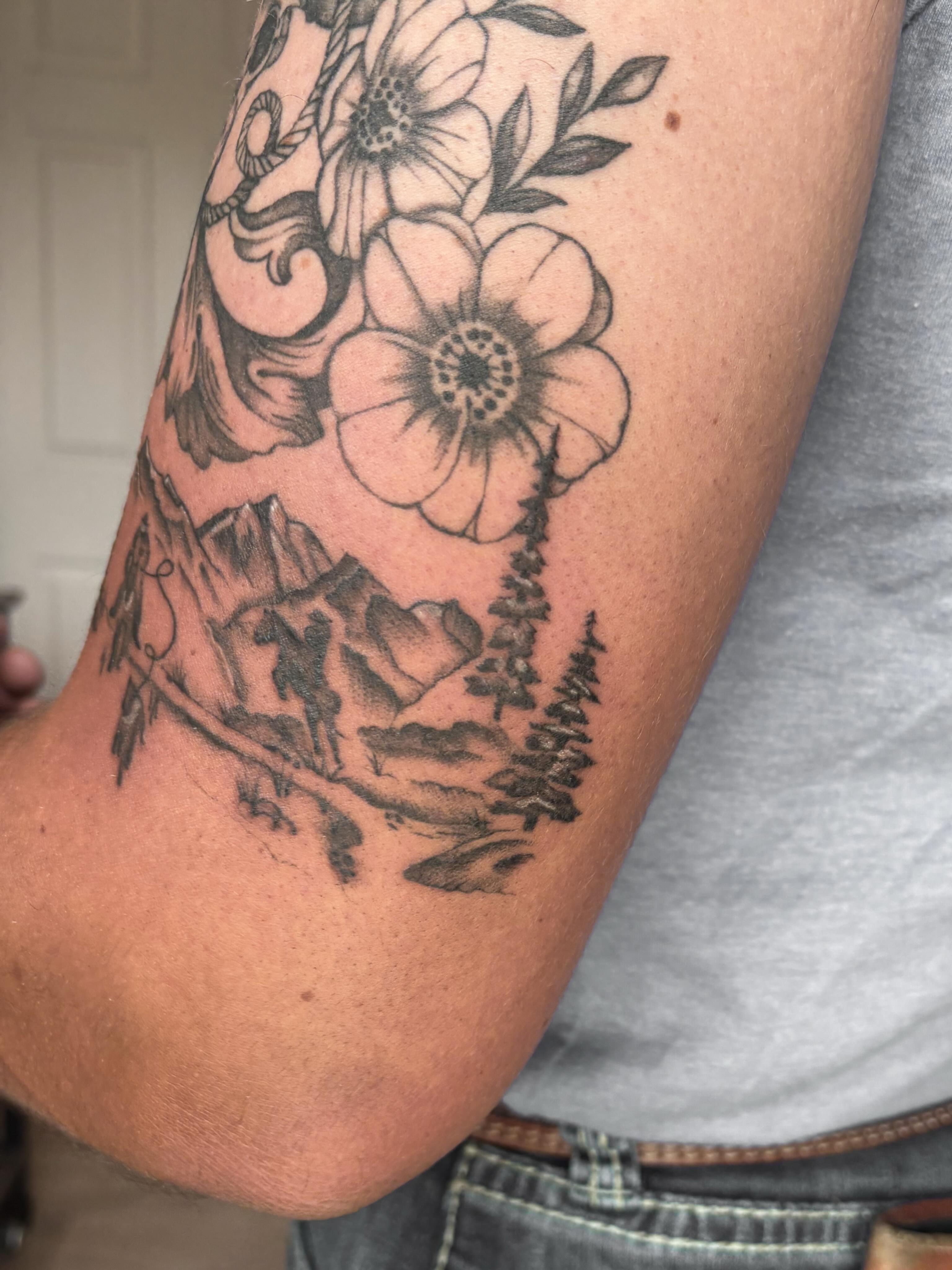 Tattoo by @persephoneink_ — black_and_grey