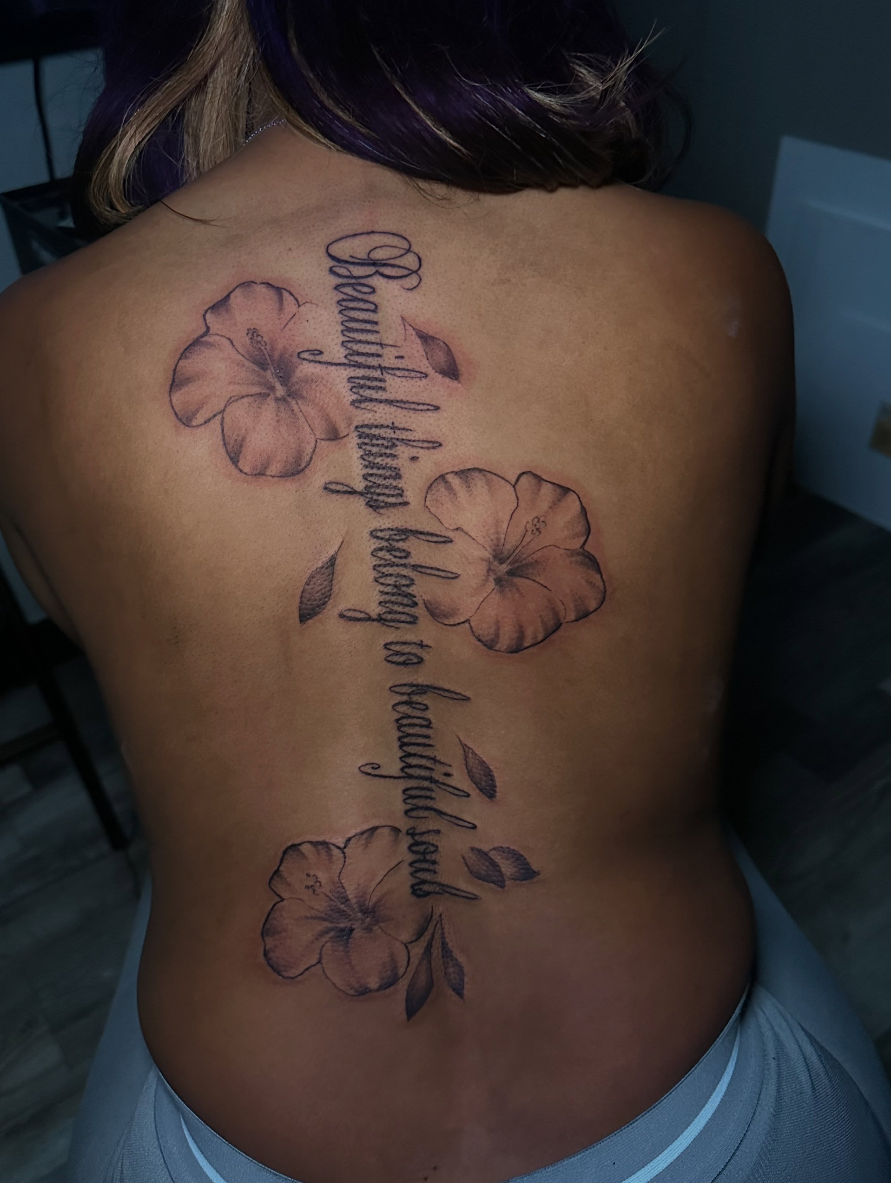 Script lettering lettering script tattoo on the back by @tattedbytuck