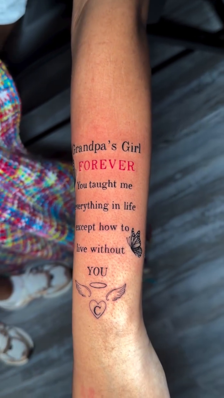 Tattoo by @tatgirlbreezus — lettering_script, fine_line