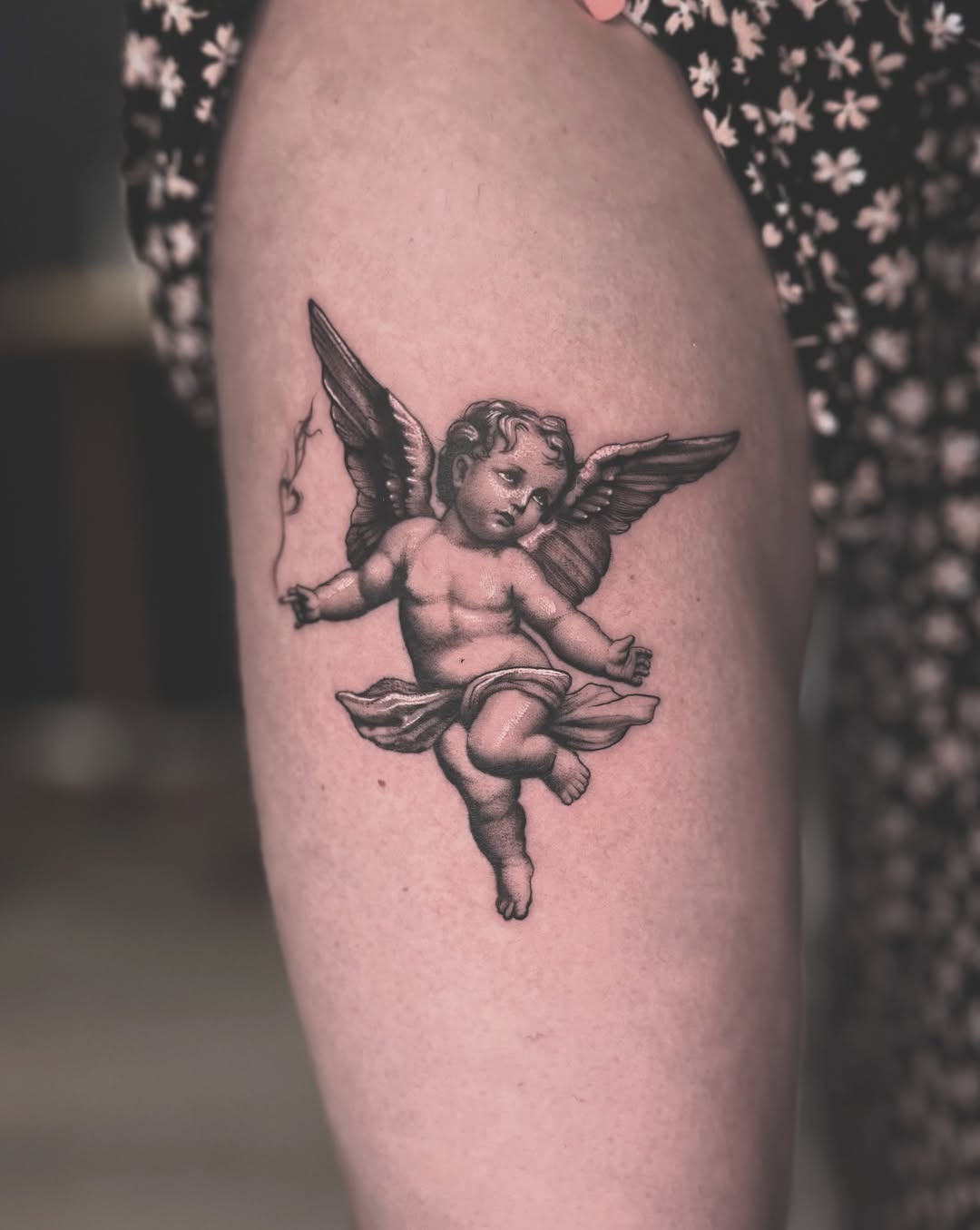 Cherub angel realism tattoo on the thigh by ๐
๐๐๐๐ณ๐ฎ๐ฆ๐ข ๐๐๐ญ๐ญ๐จ๐จs