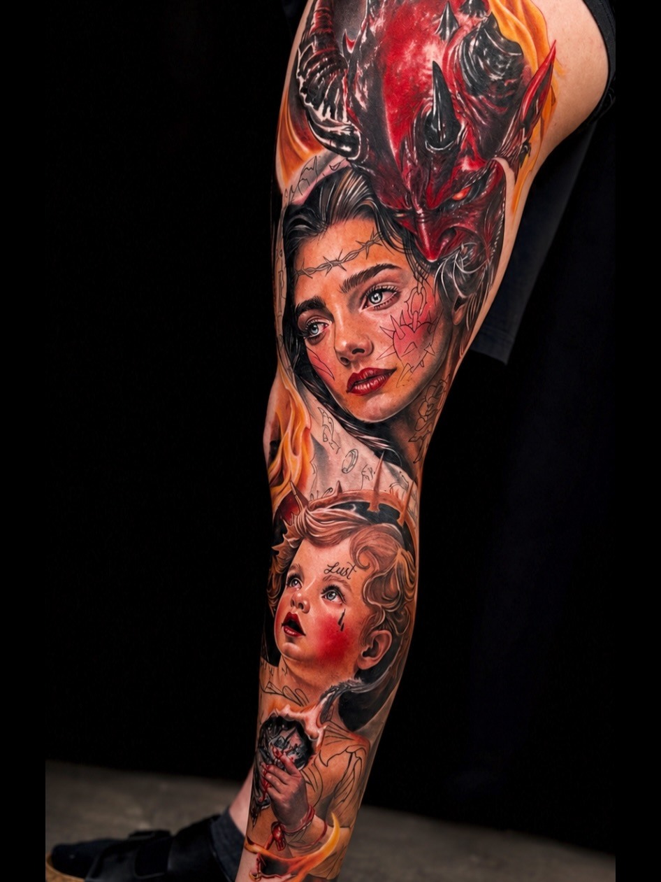 Tattoo by @gbarreratattoos — realism, dark_realism