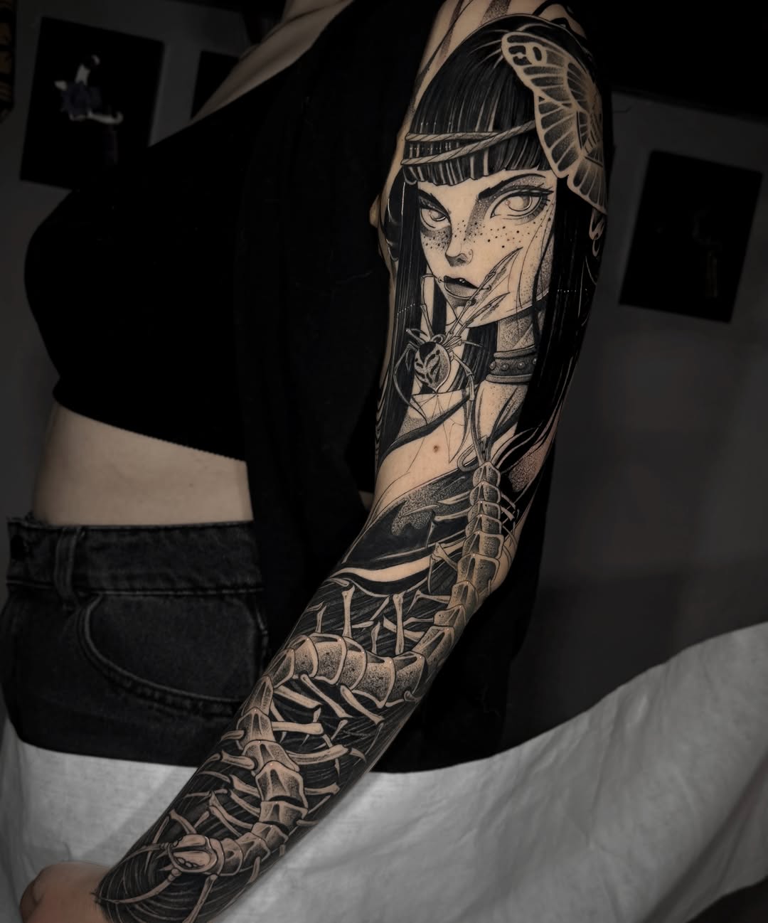 Anime-style woman anime tattoo on the forearm by Stiven Gomez