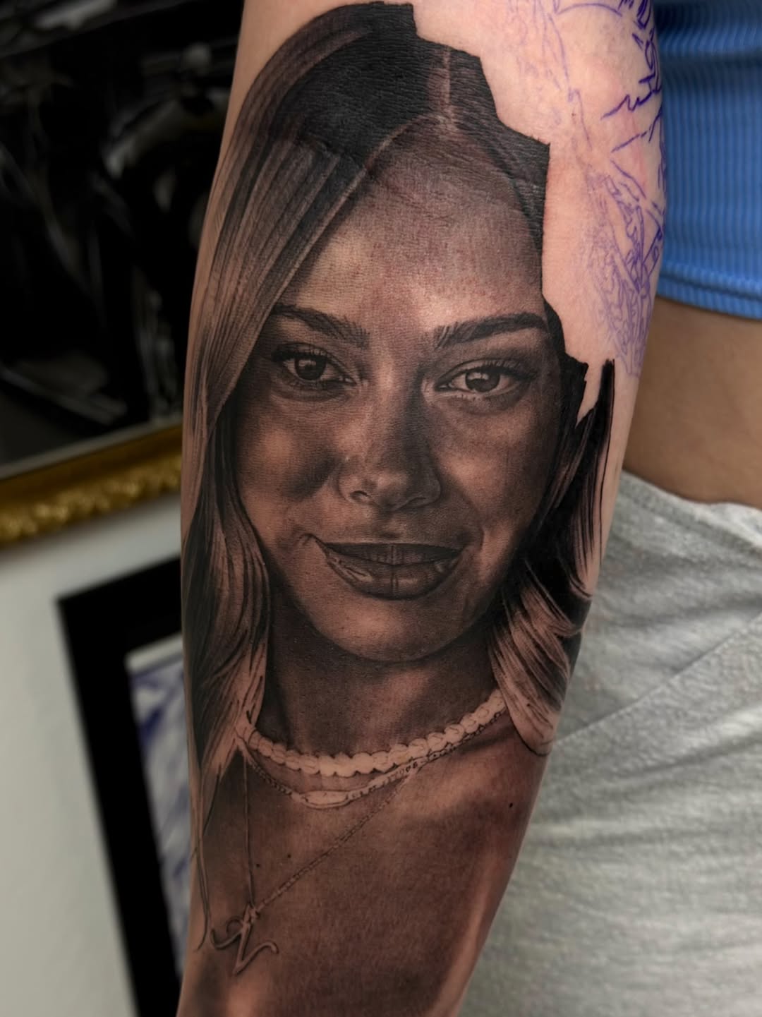 Portrait of a woman Chicano tattoo on the forearm by Richie Moreno lll
