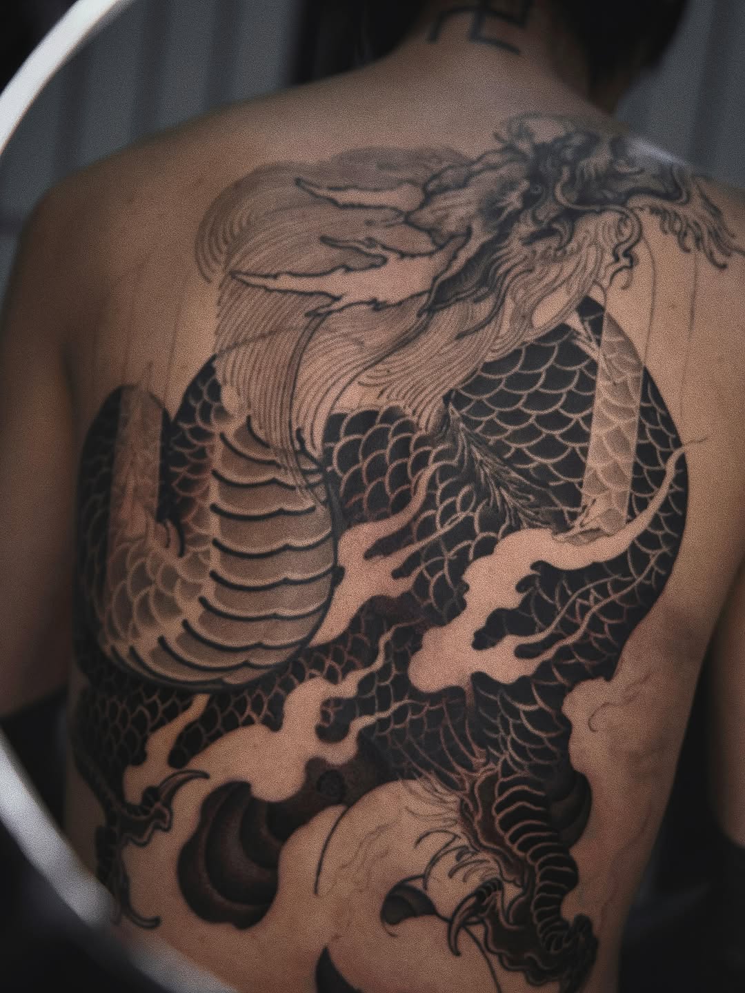 Tattoo by @blxcoxttt — japanese_irezumi, black_and_grey