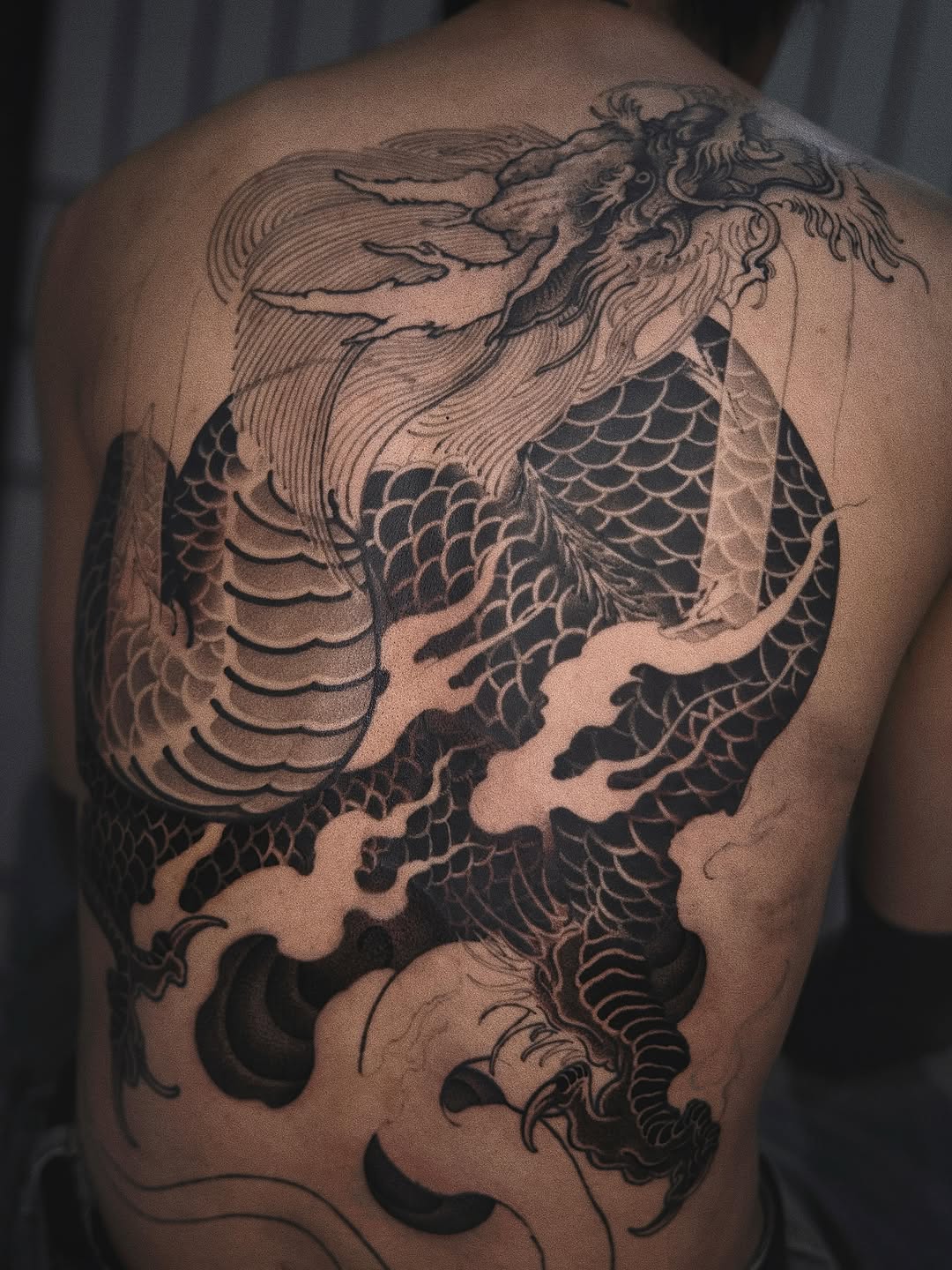 Tattoo by @blxcoxttt — japanese_irezumi, black_and_grey