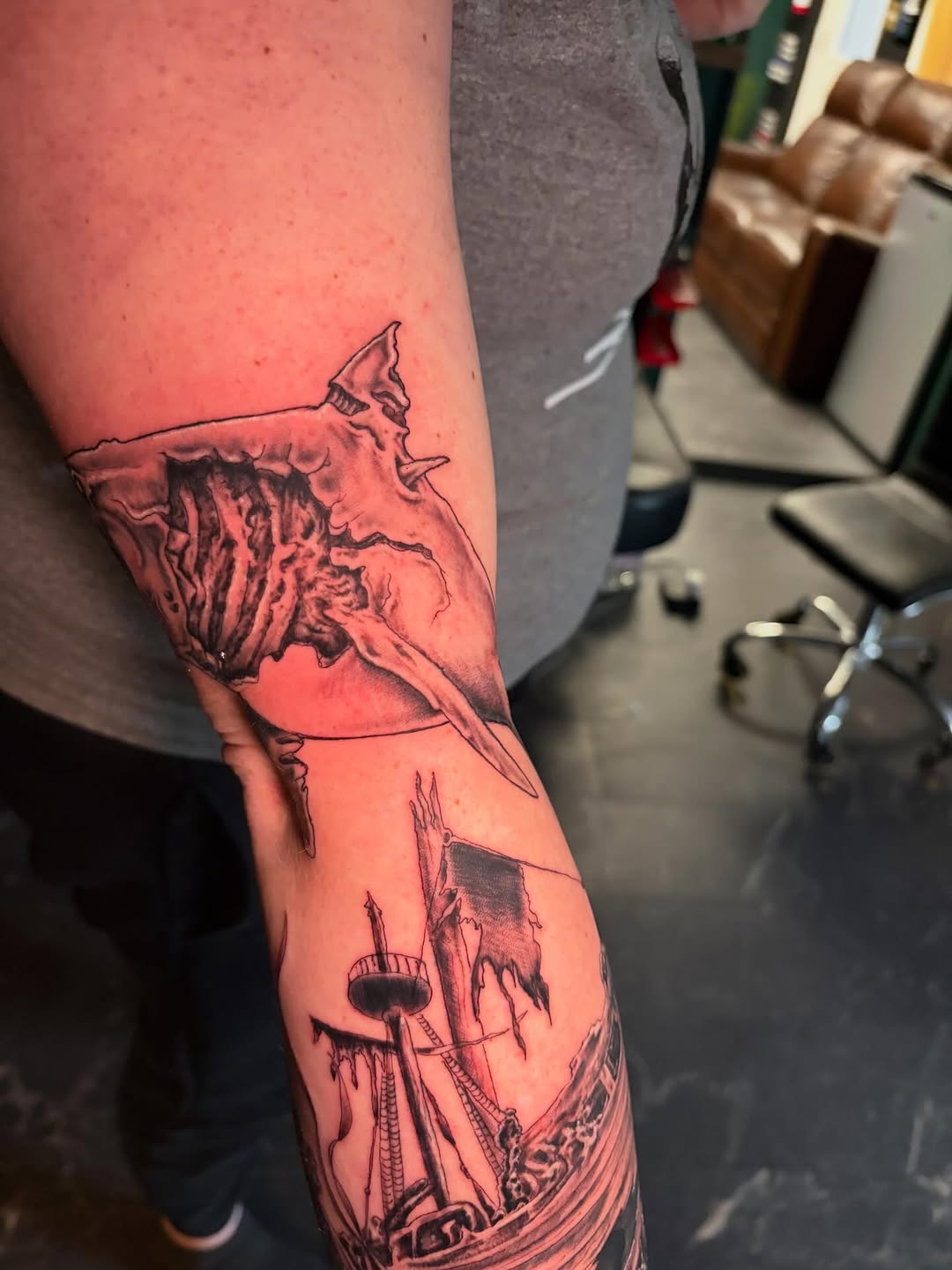 Tattoo by @fredrick_tigerman — black_and_grey, realism