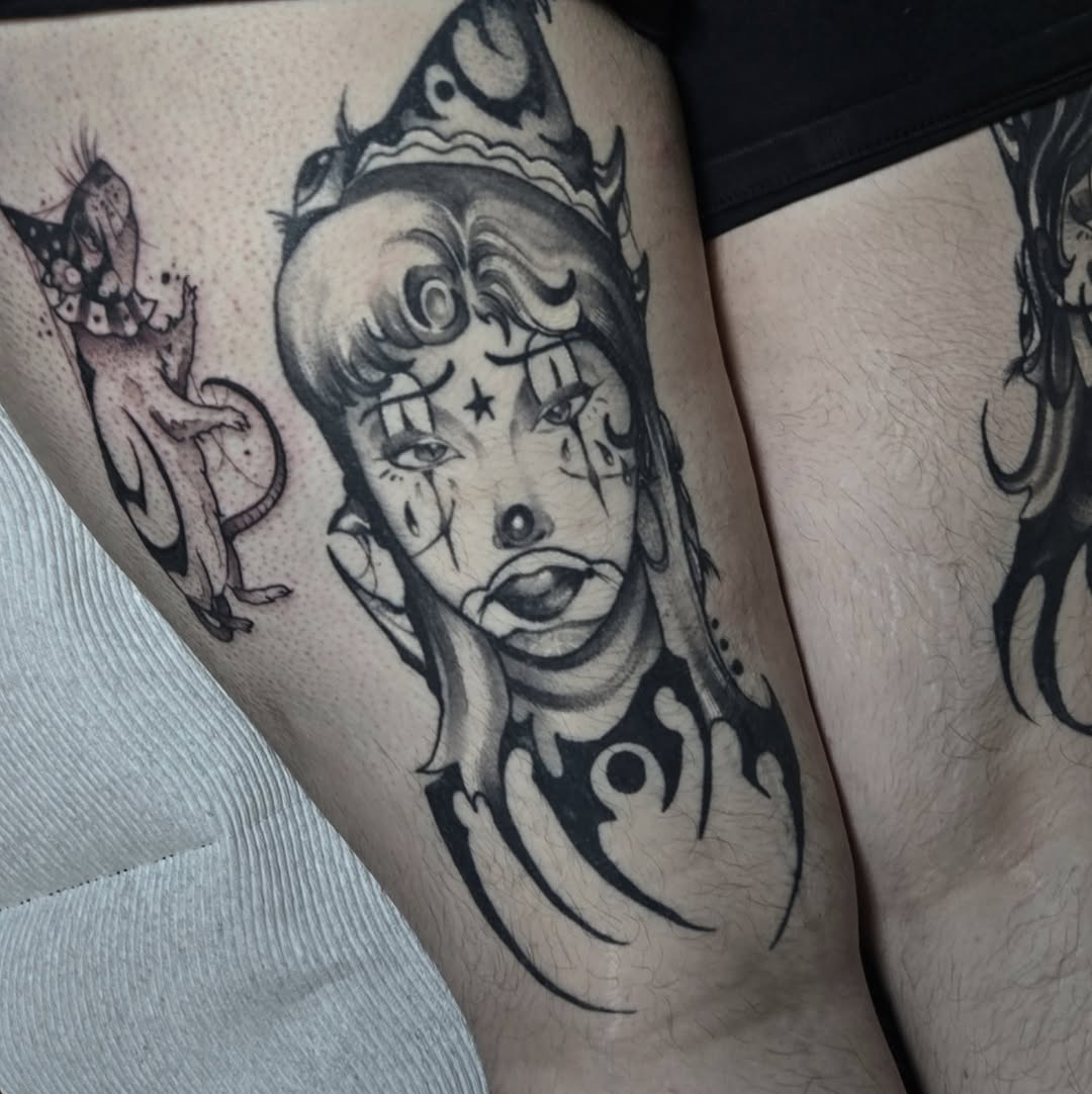 Tattoo by @swampfairie.tattoos — chicano, black_and_grey