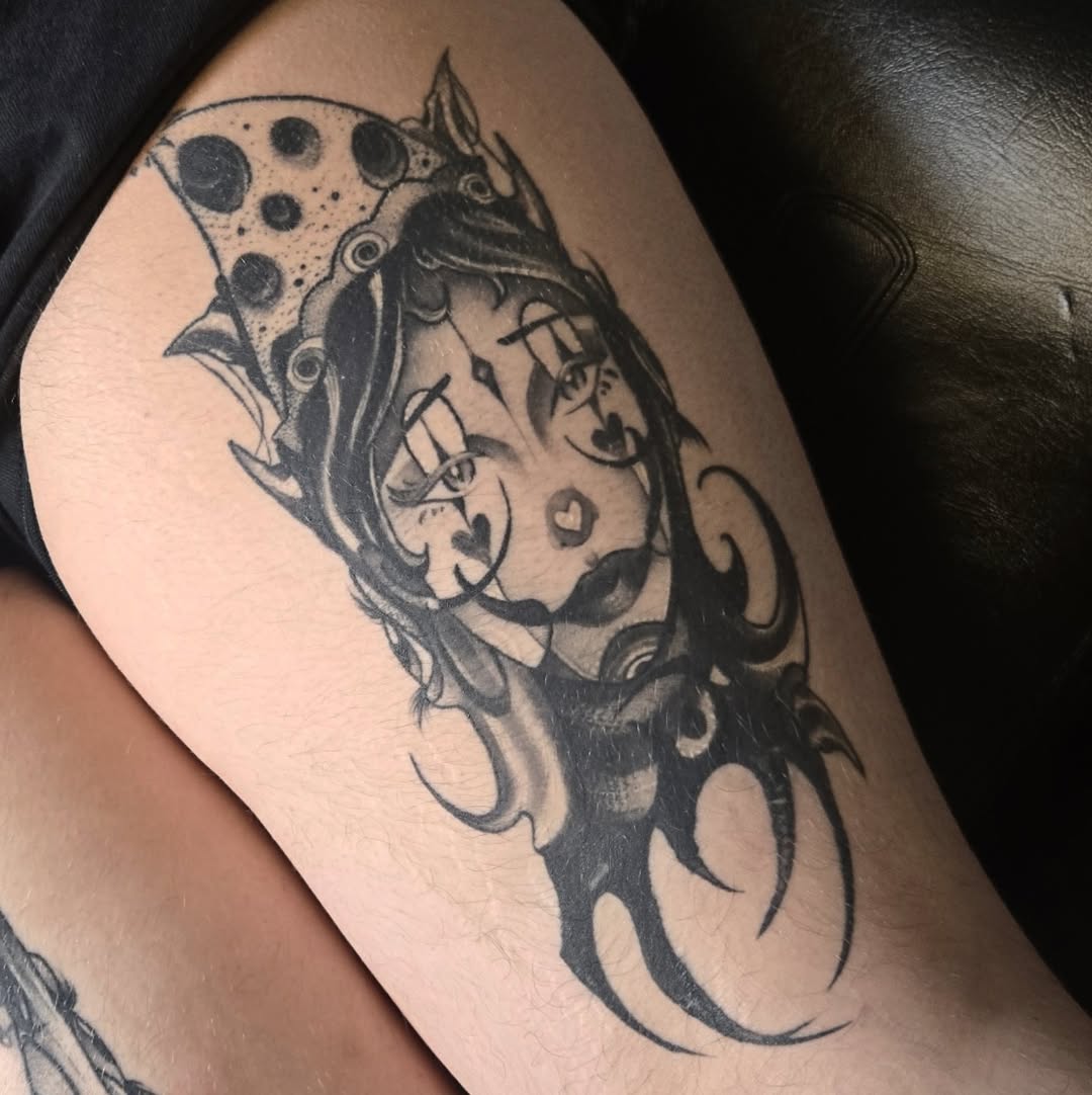 Tattoo by @swampfairie.tattoos — chicano, black_and_grey