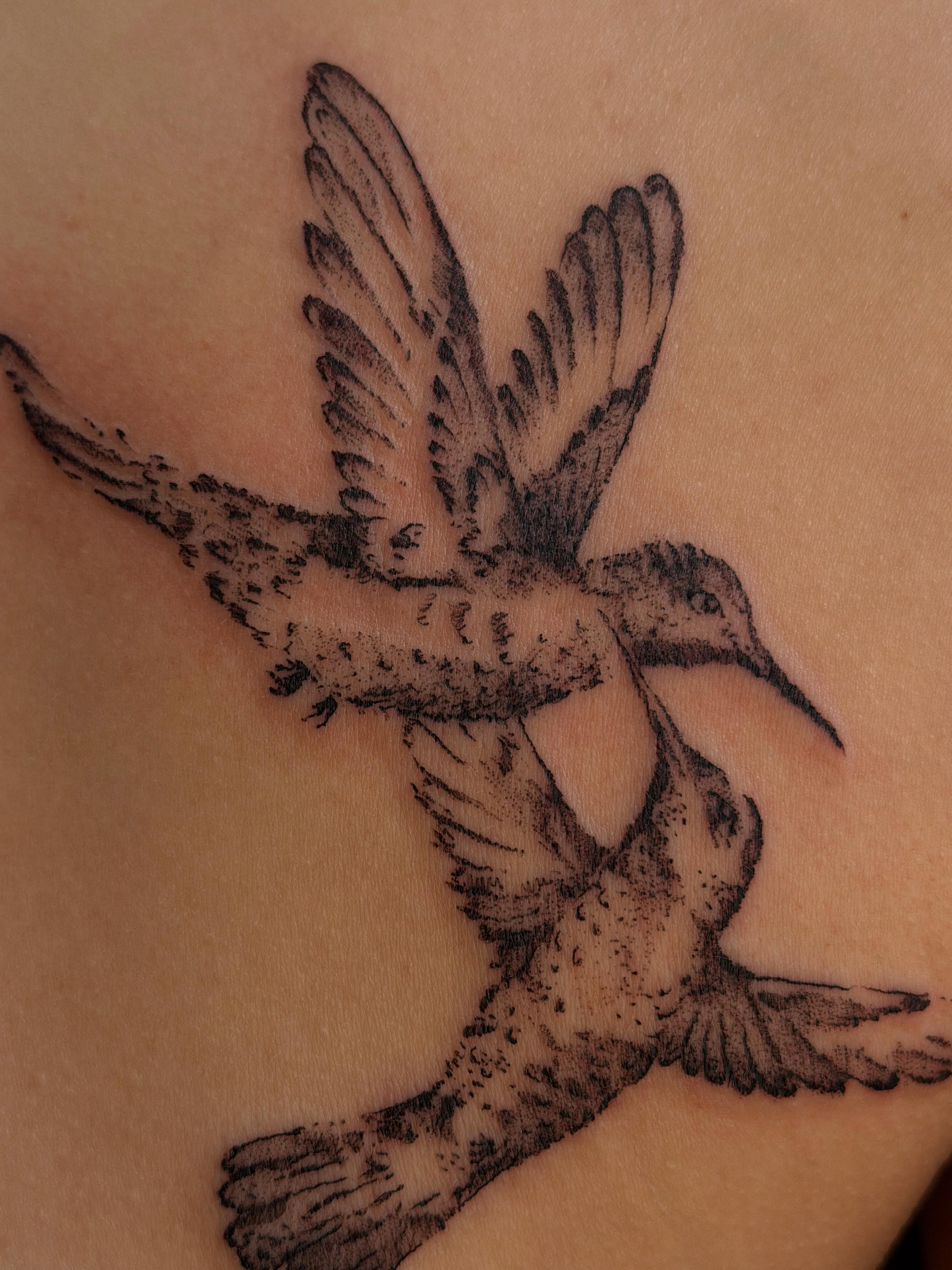 Hummingbird dotwork tattoo by Babymaxy Inks Llc