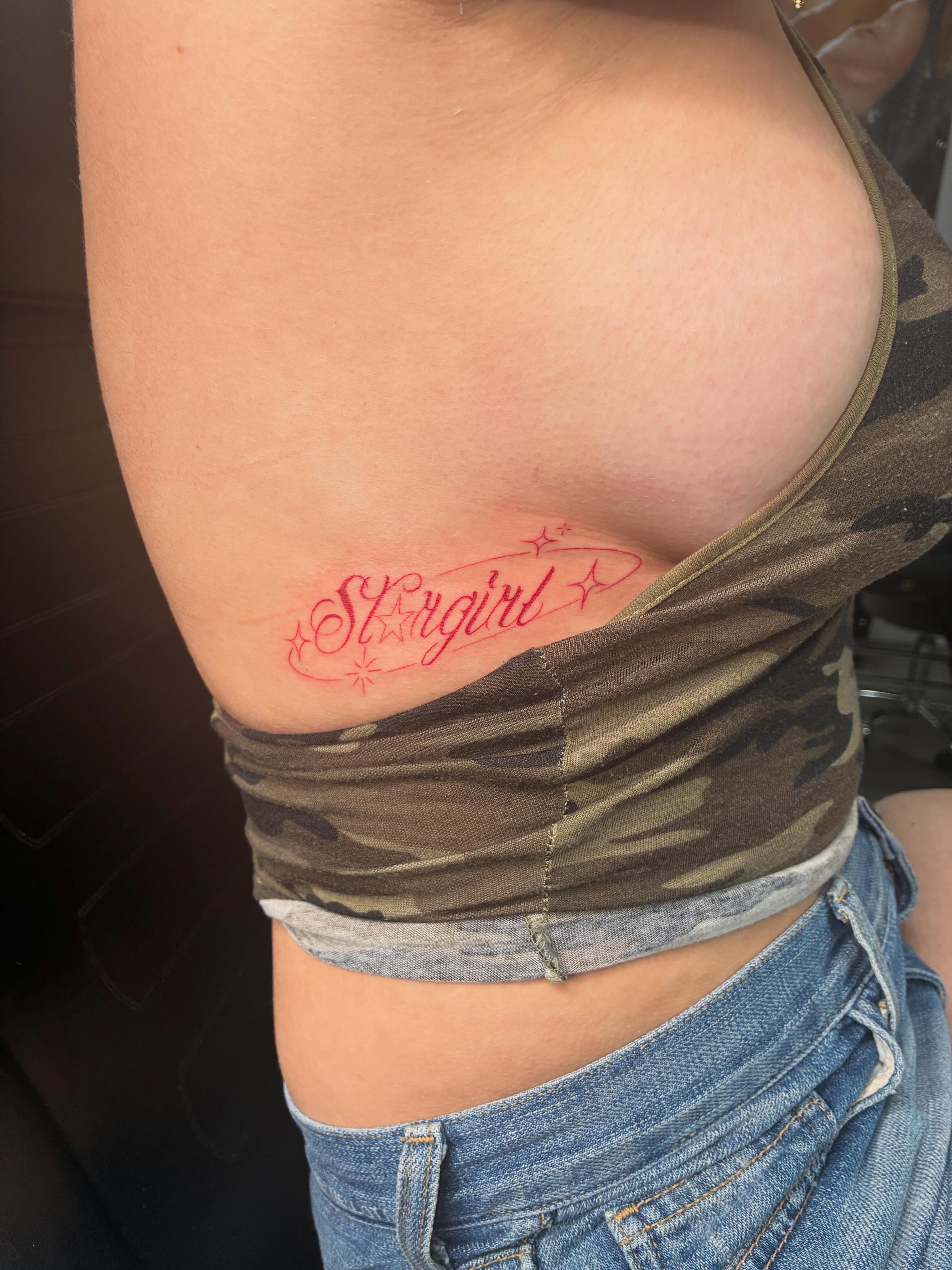 Stargirl lettering script tattoo by Tattoos by Hailey