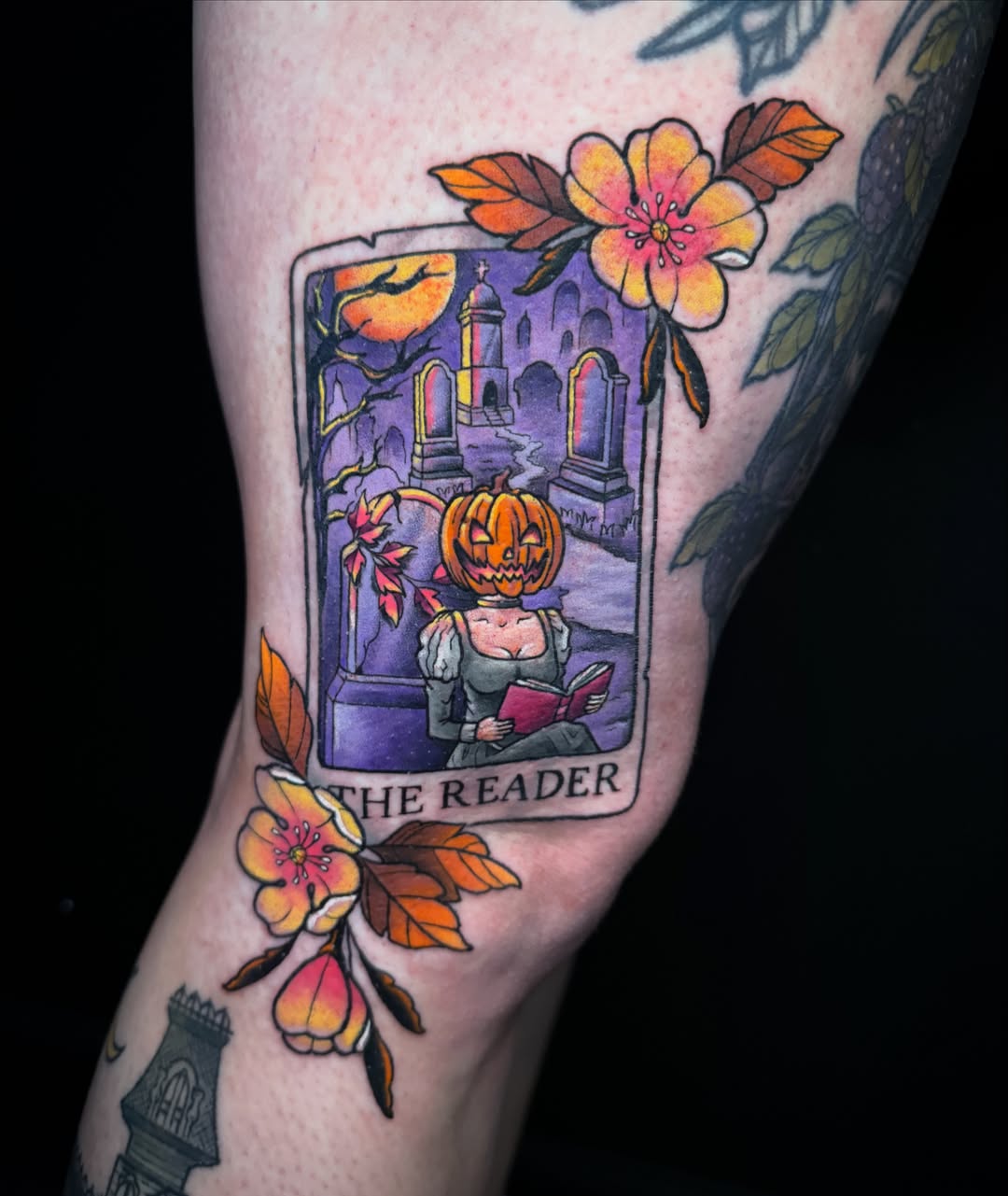 The reader American traditional tattoo on the forearm by Dee Florian