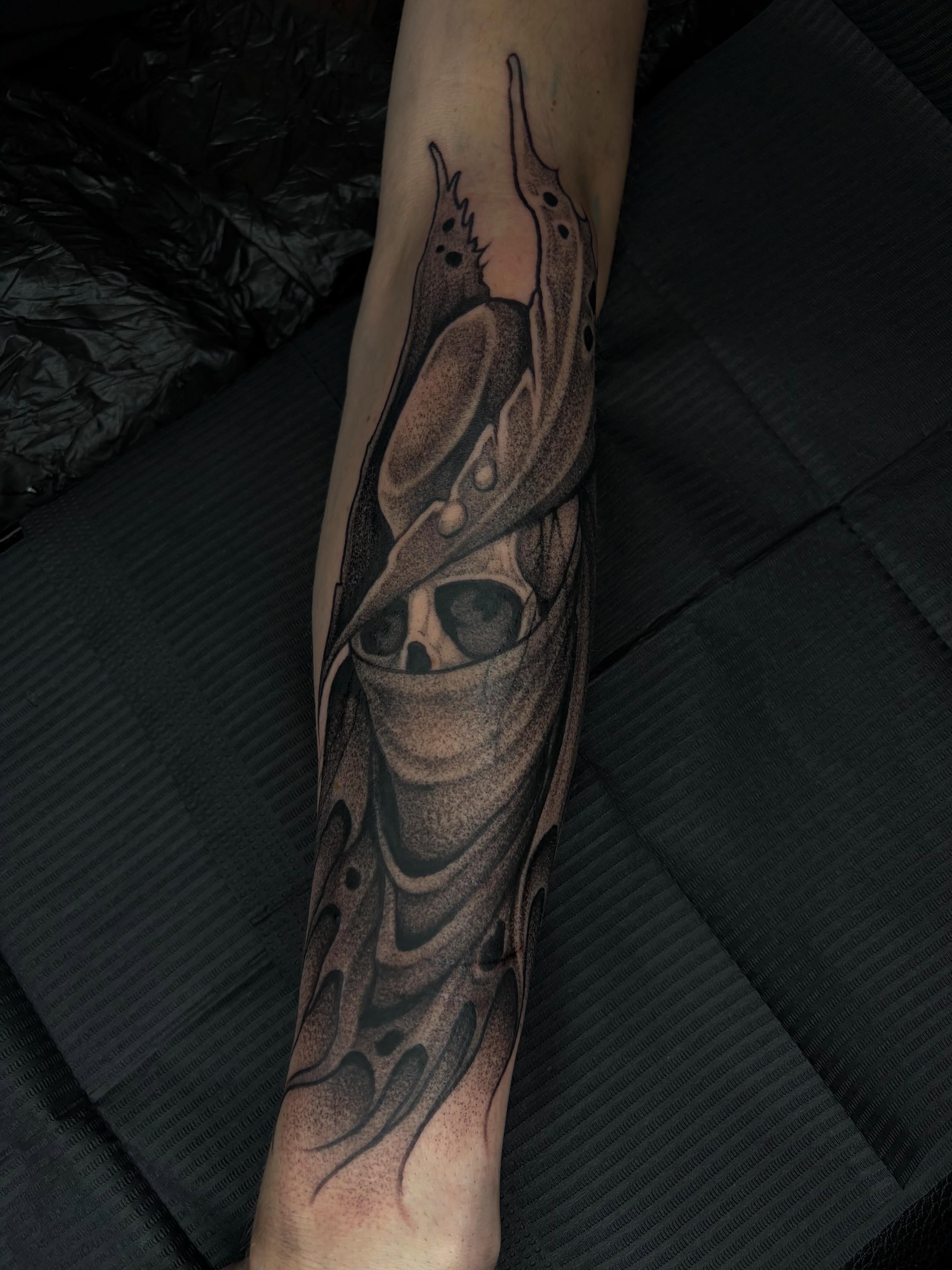Tattoo by @seanbaldwintattoos — dotwork, black_and_grey