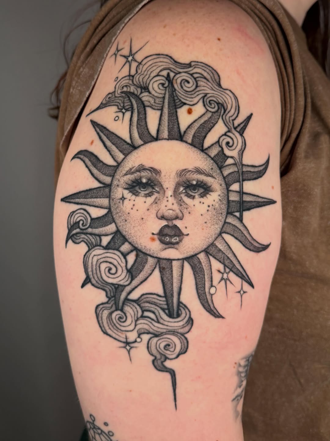 Tattoo by @leannatattoos — black_and_grey, dotwork