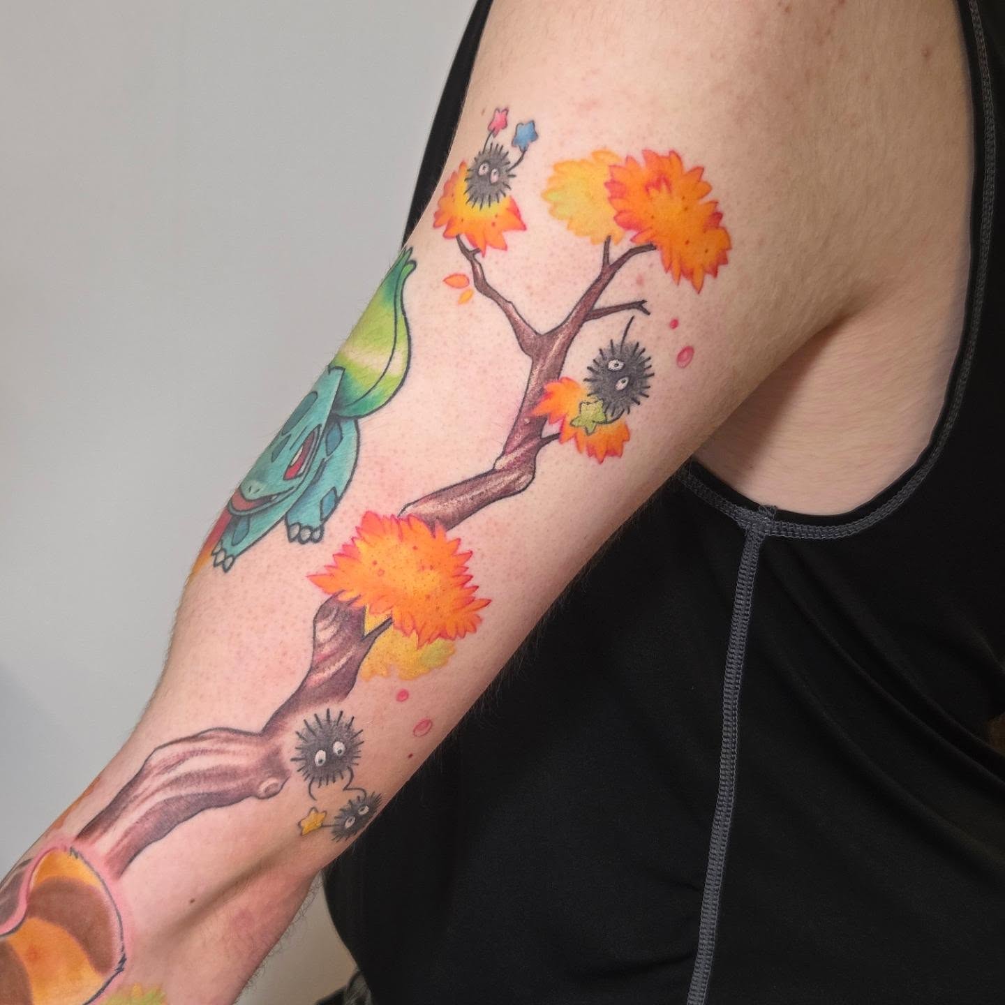 Tattoo by @janinks — watercolor, dotwork