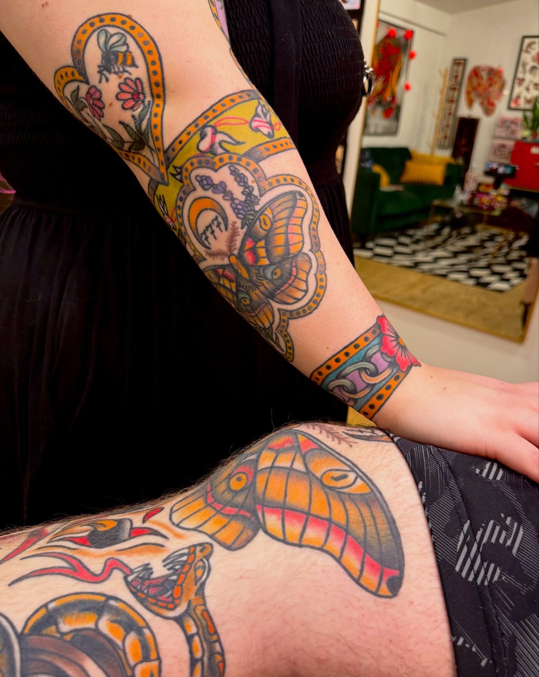 Tattoo by @electrababytattoo — american_traditional, dotwork