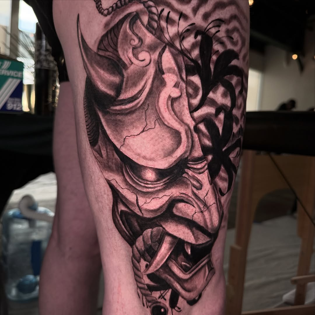 Tattoo by @maybebaby_tattoo — japanese_irezumi, black_and_grey