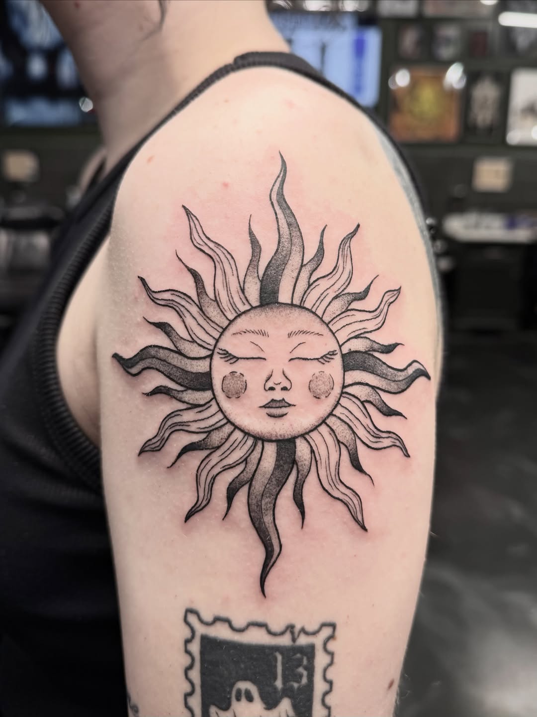 Tattoo by @hardcore.crybaby — black_and_grey, dotwork