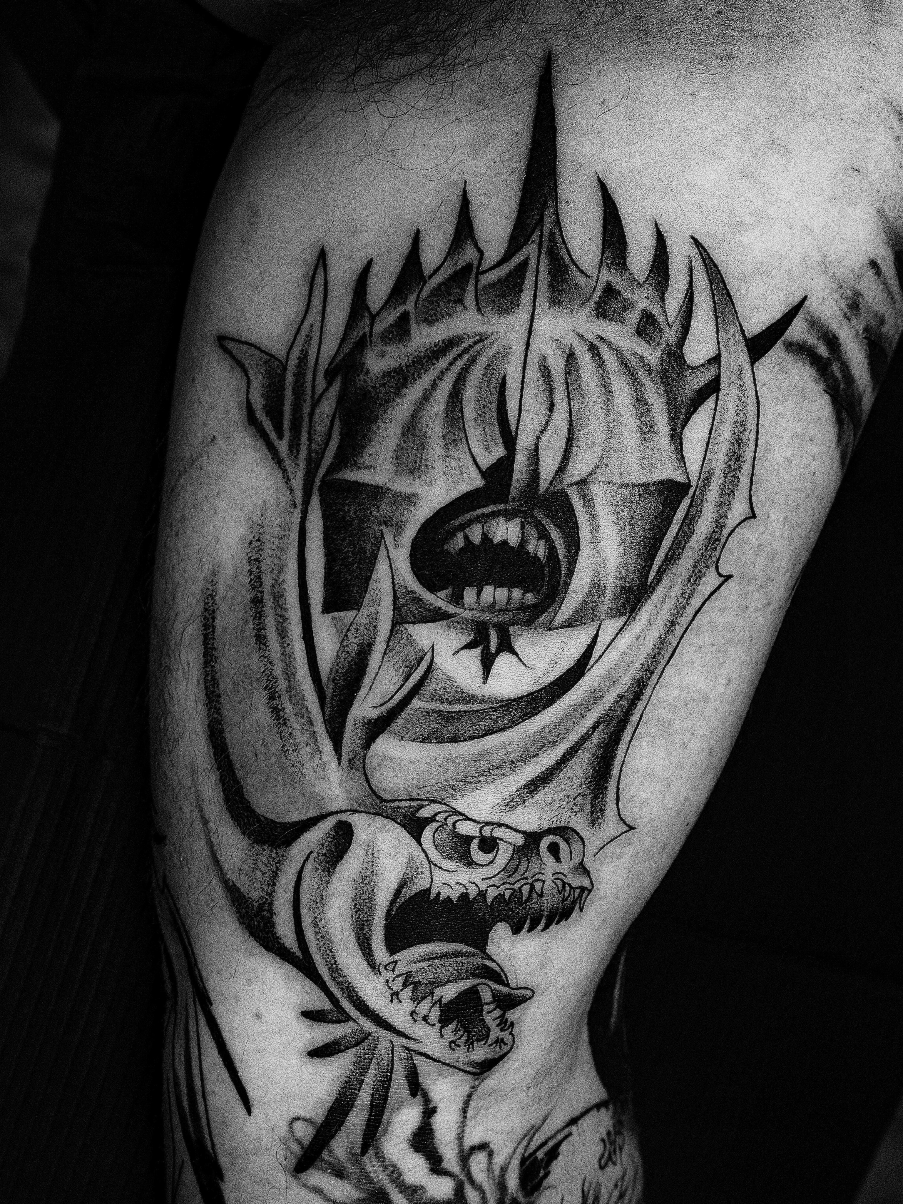 Tattoo by @derracula — black_and_grey, tribal