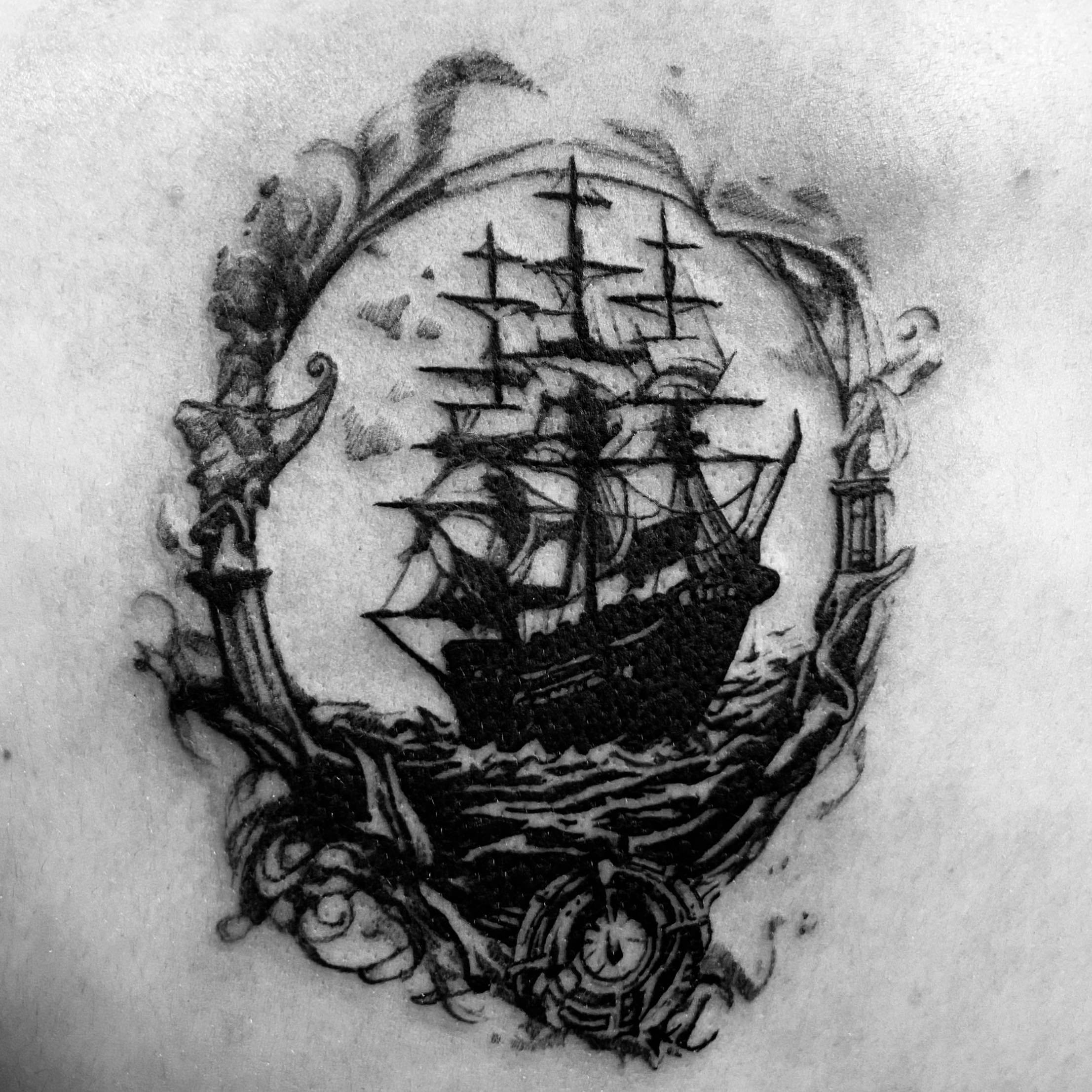 Tattoo by @tattooartist_rileyalexander — black_and_grey, realism