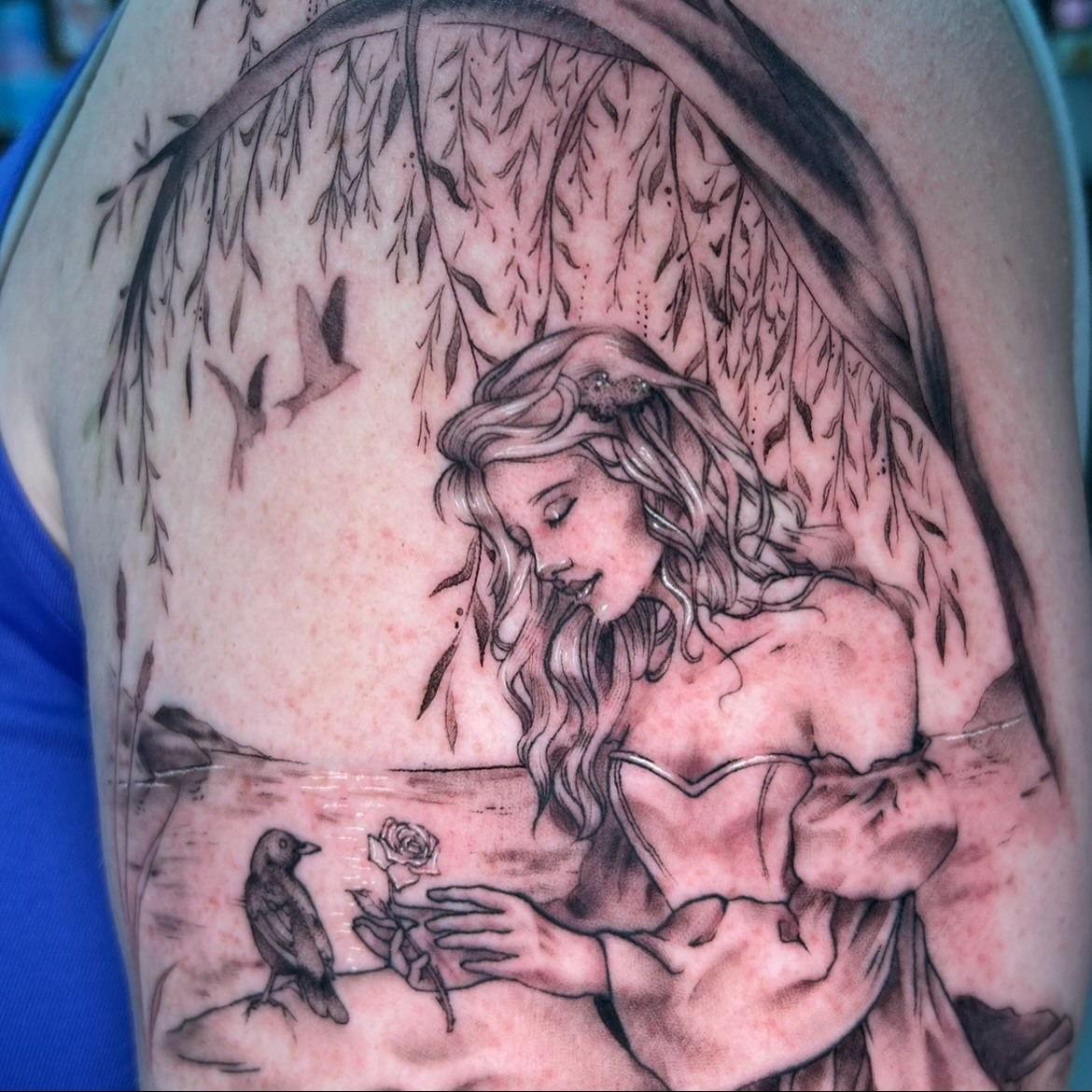 Tattoo by @crownandcrowtattoo — black_and_grey, realism