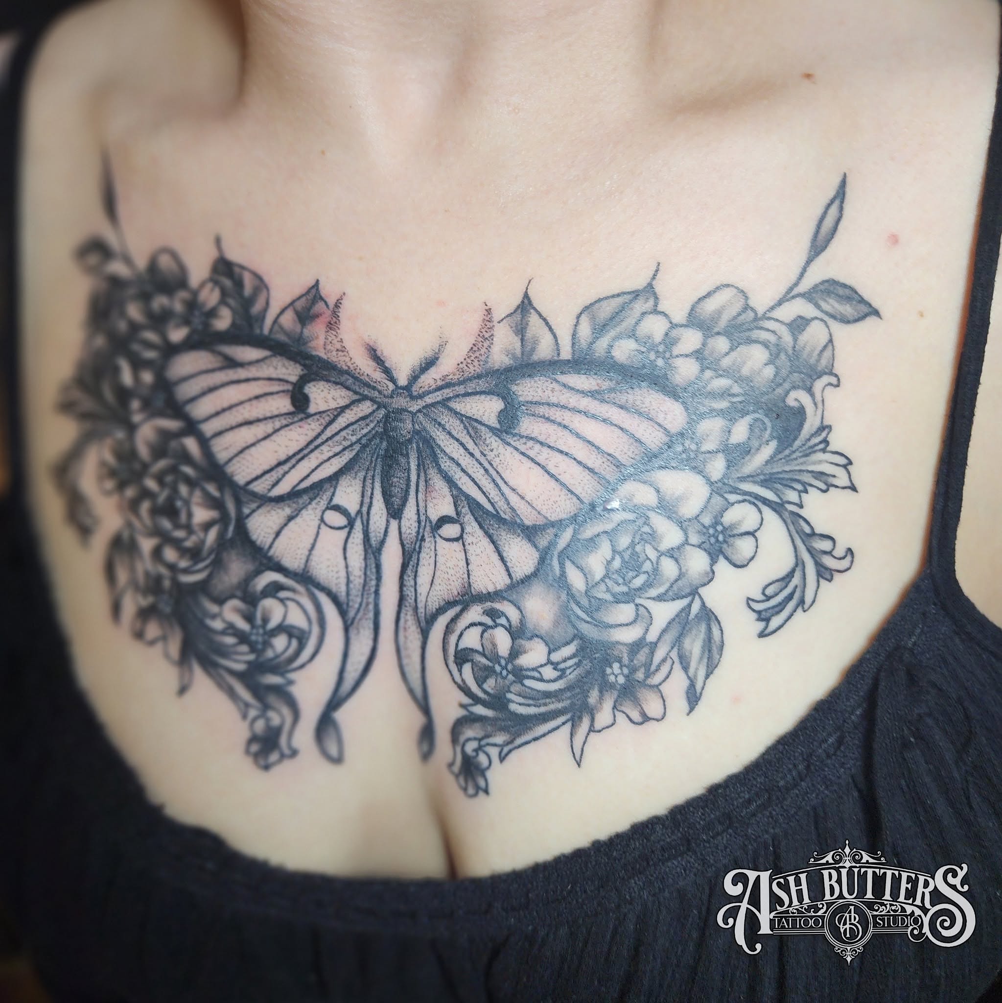 Tattoo by @tattoos_bybutters — dotwork, black_and_grey