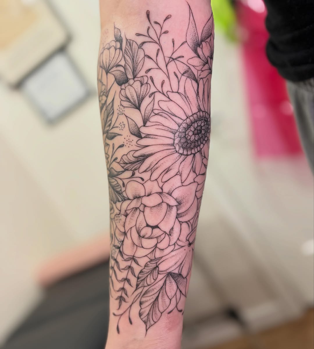 Tattoo by @athenaartistrytattoostudio — dotwork, black_and_grey