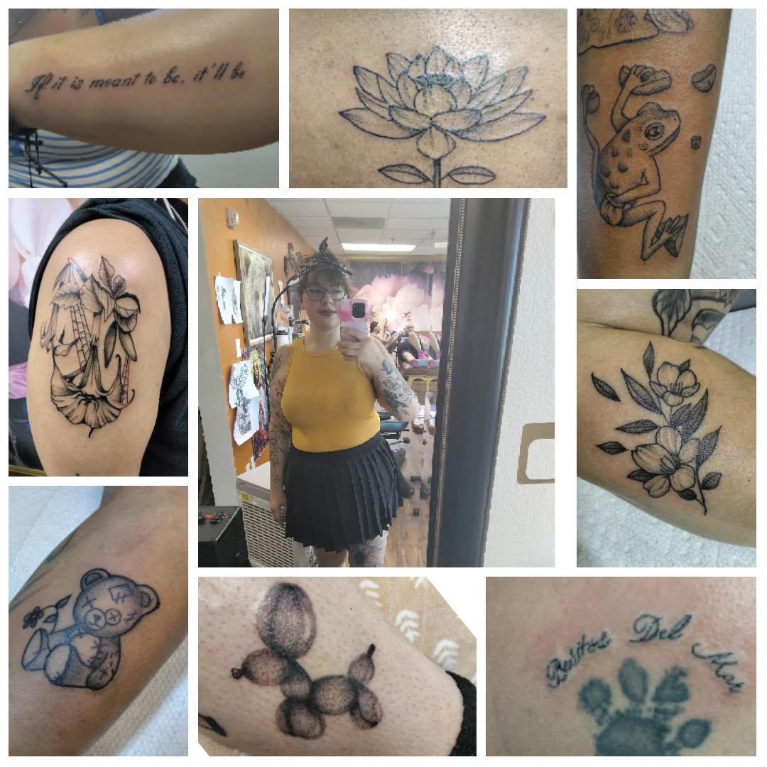 Script text fine line tattoo on the forearm by Malynda