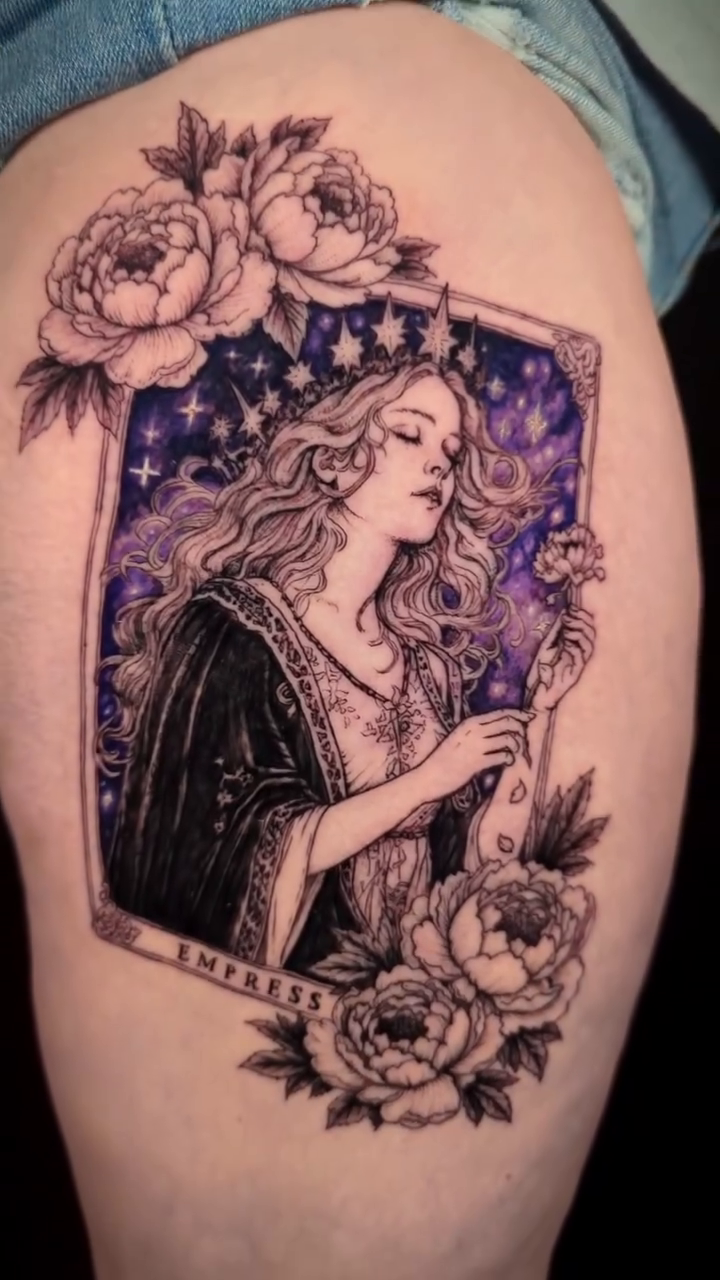 The Empress tarot card neo-traditional tattoo by Jessica Sheahan
