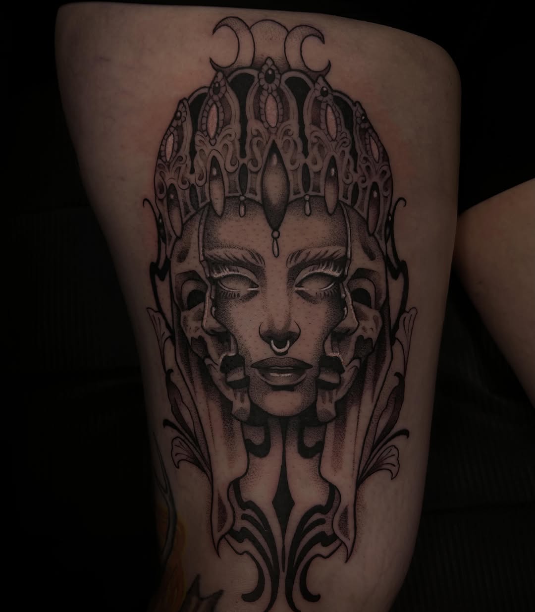 Tattoo by @whitneyh_tattoos — black_and_grey, ornamental