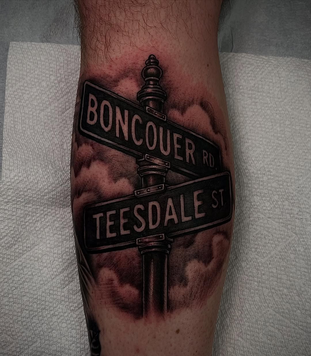 Tattoo by @chrisromolini — lettering_script, black_and_grey