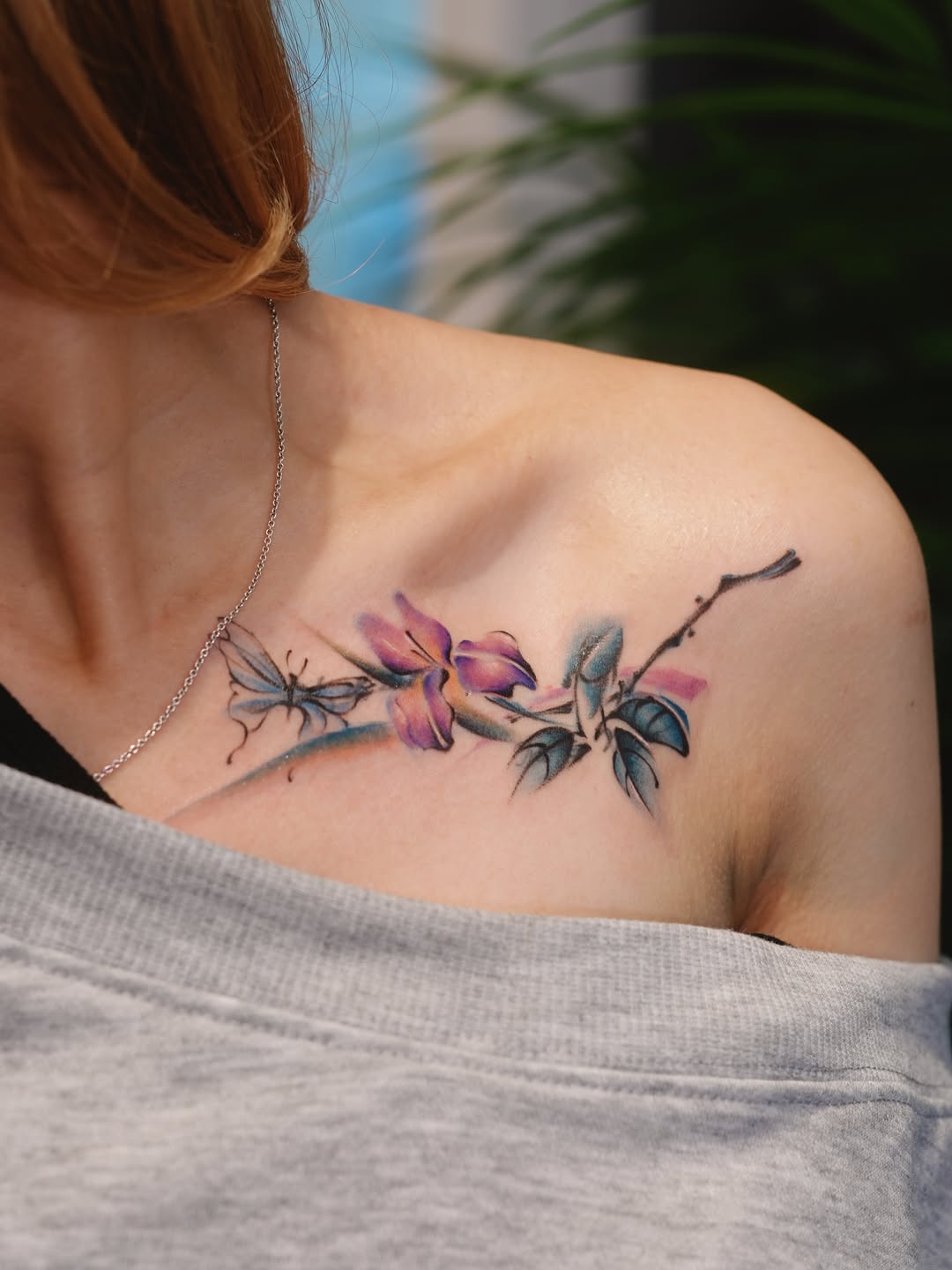 Lily and dragonfly watercolor tattoo on the shoulder by 𝕁𝕖𝕞, Richmond, British Columbia