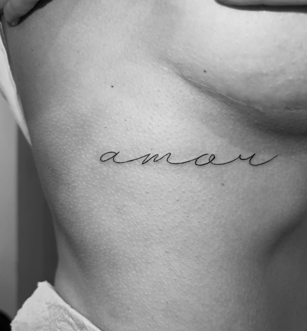Script lettering lettering tattoo on the chest by πππ§ ππ’ππ π¨ πππππ¨π¨π¬