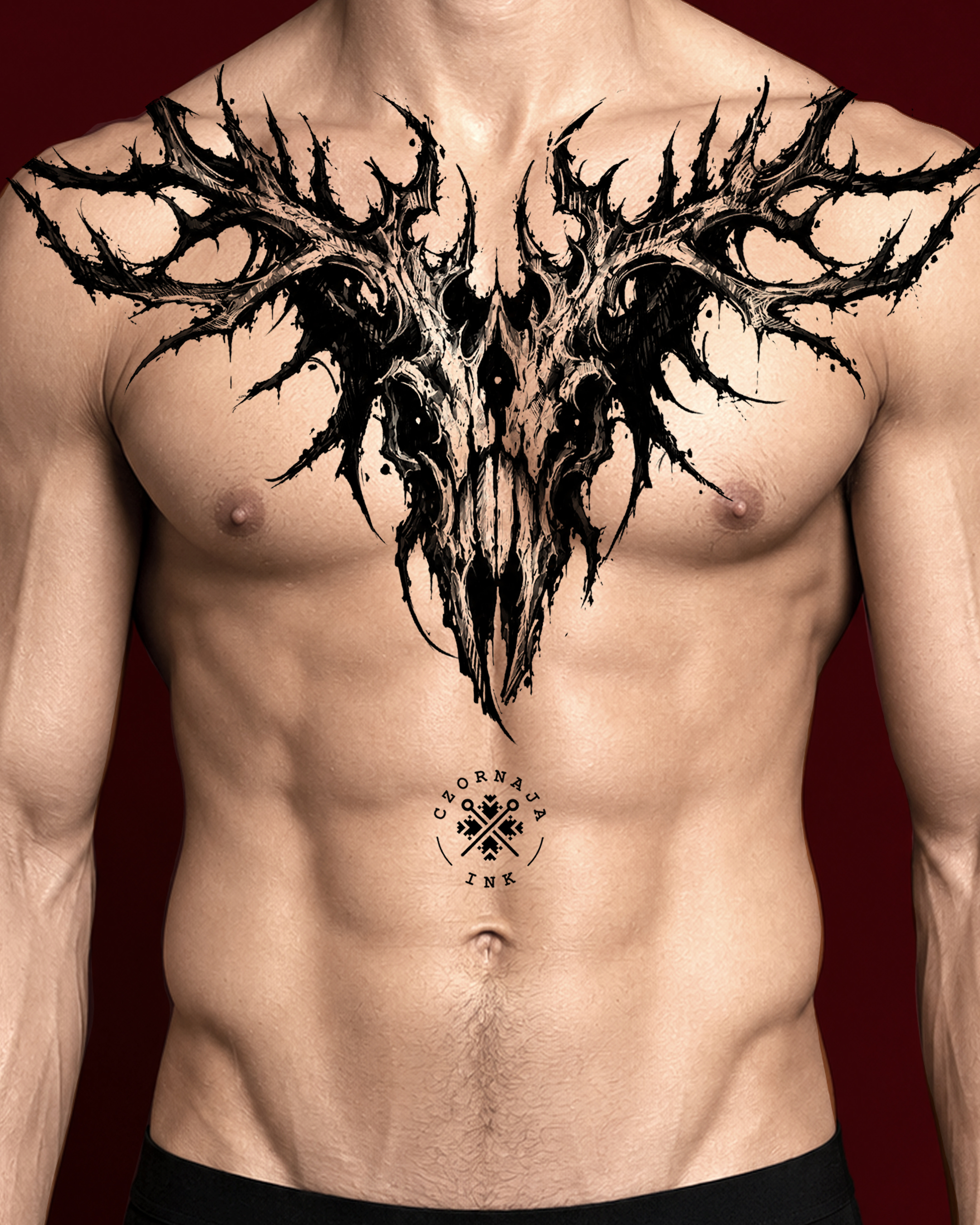 Tattoo by @czornaja_ink — black_and_grey, dark_realism