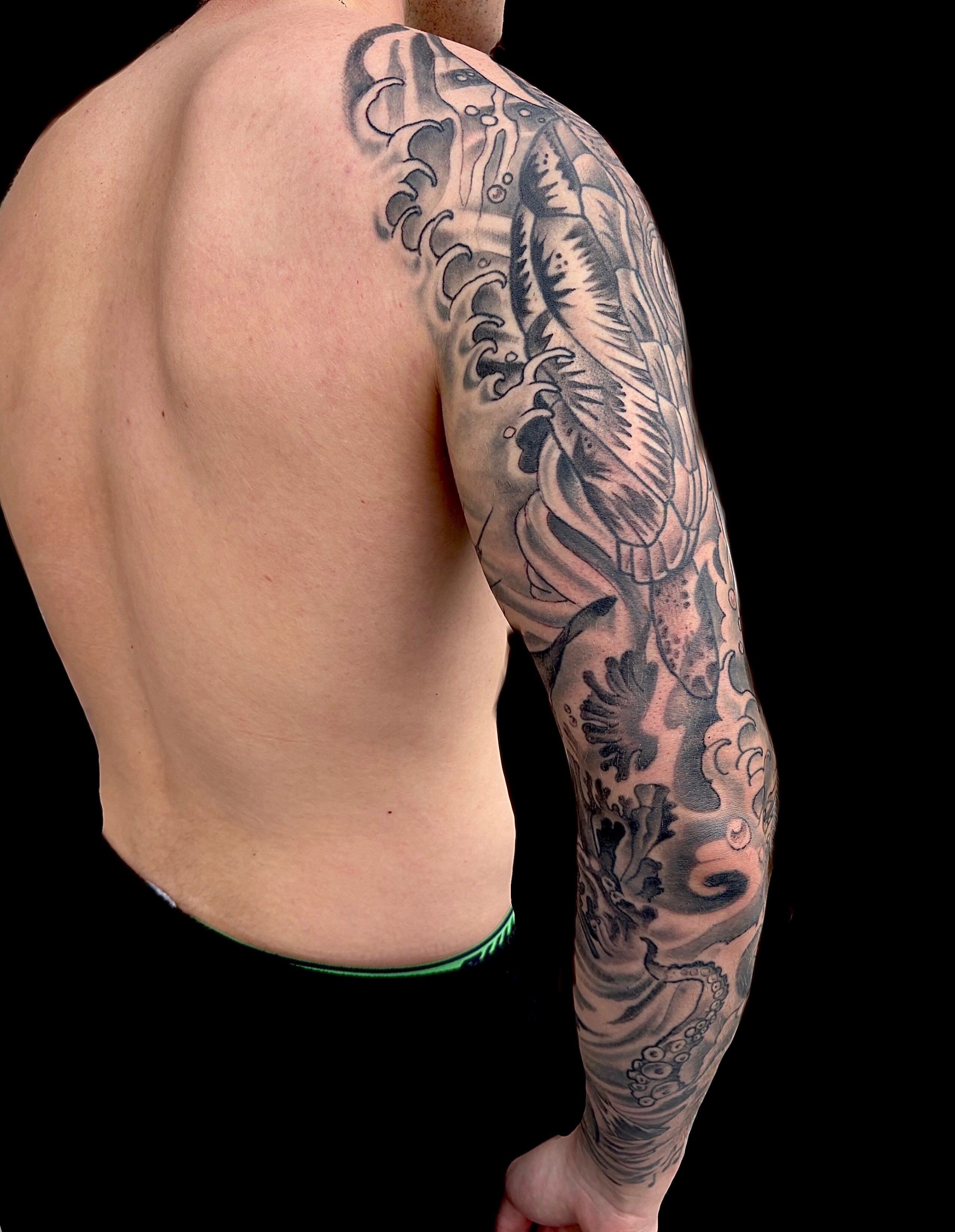Tattoo by @tattoocoupdetat — black_and_grey, japanese_irezumi