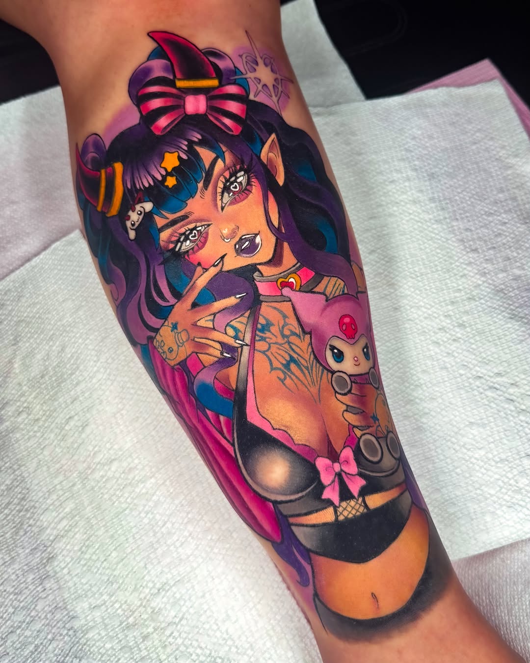 Anime-inspired character anime tattoo on the forearm by 𝔐𝔞𝔯𝔰 ✨