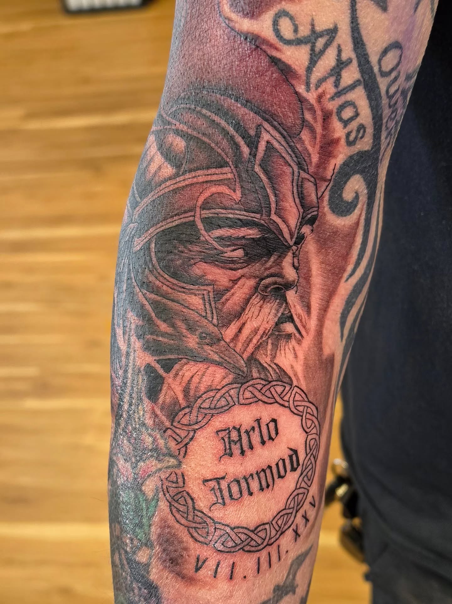 Tattoo by @workofant — realism, dotwork