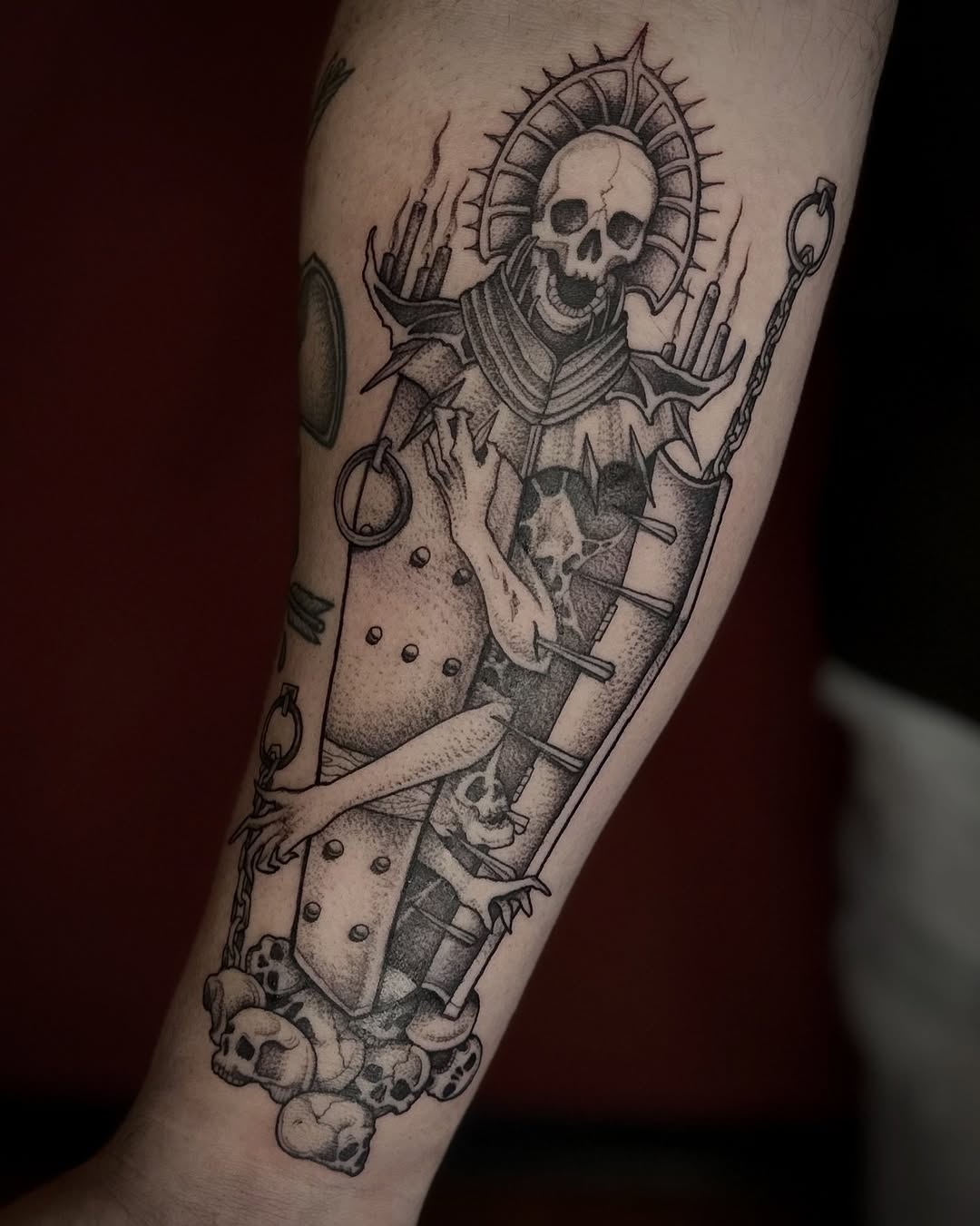 Tattoo by @racheltruskotattoos — dark_realism, blackwork
