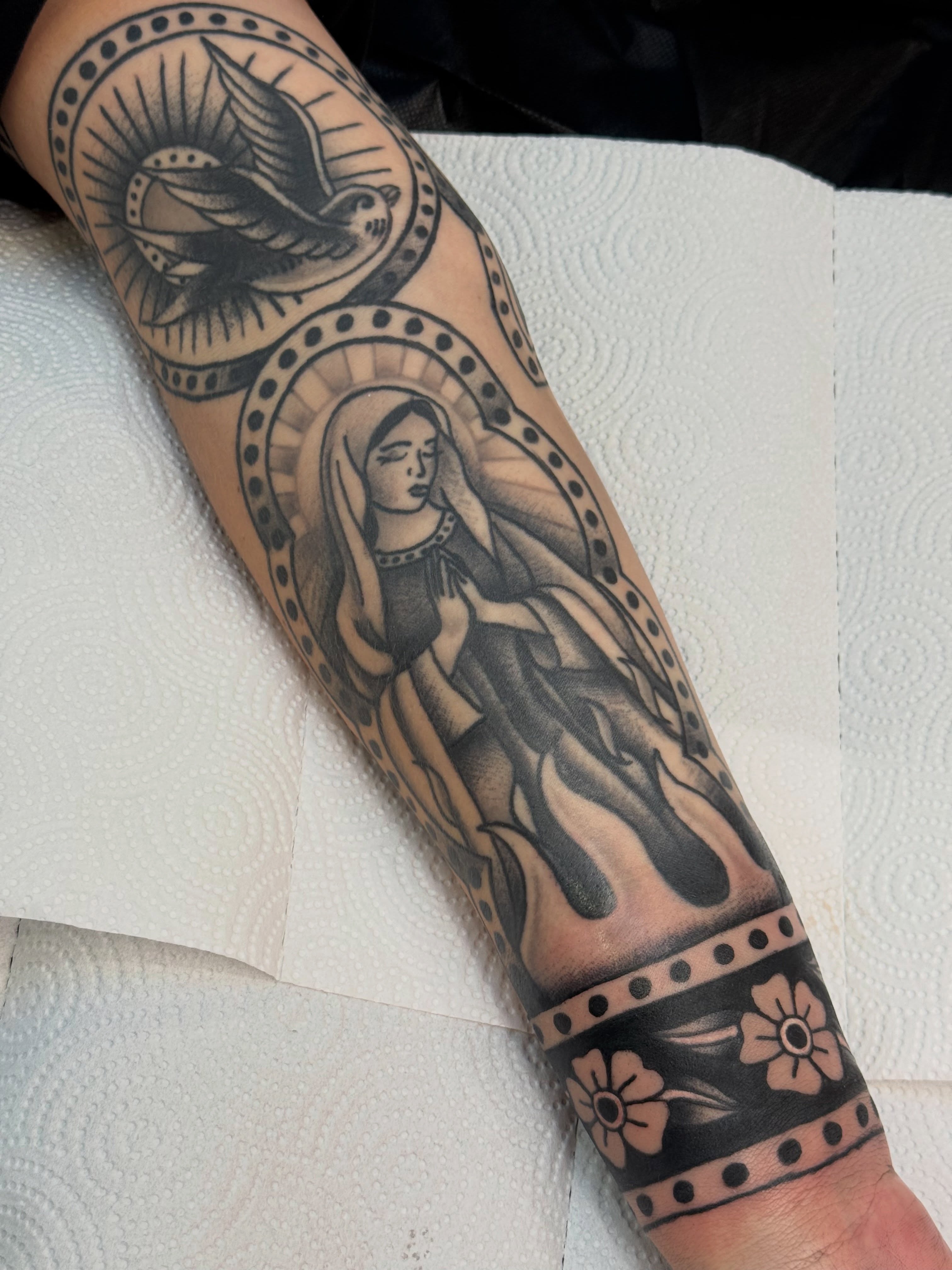 Tattoo by @electrababytattoo — american_traditional, black_and_grey