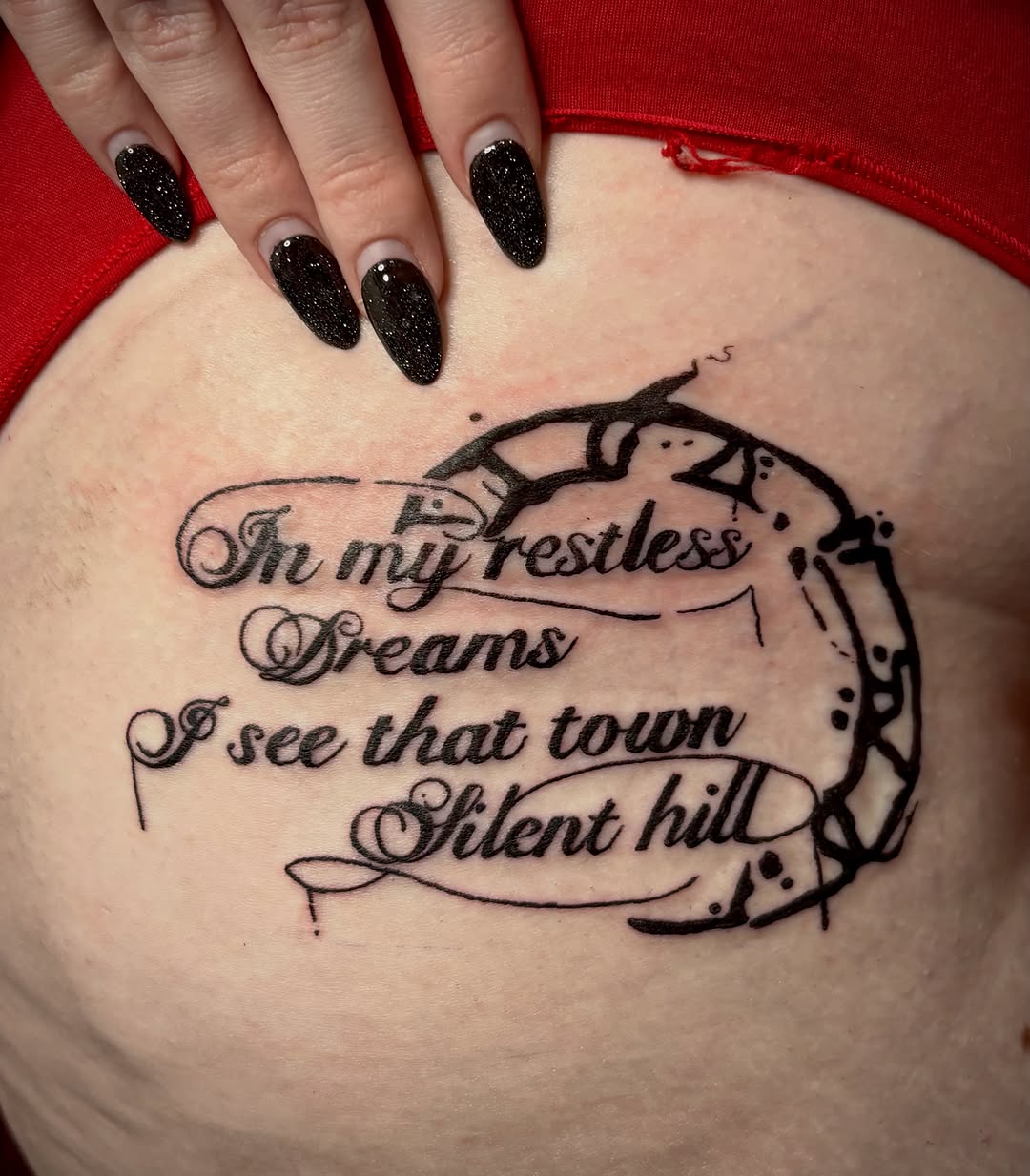 Silent Hill quote tattoo on the torso by Rayne