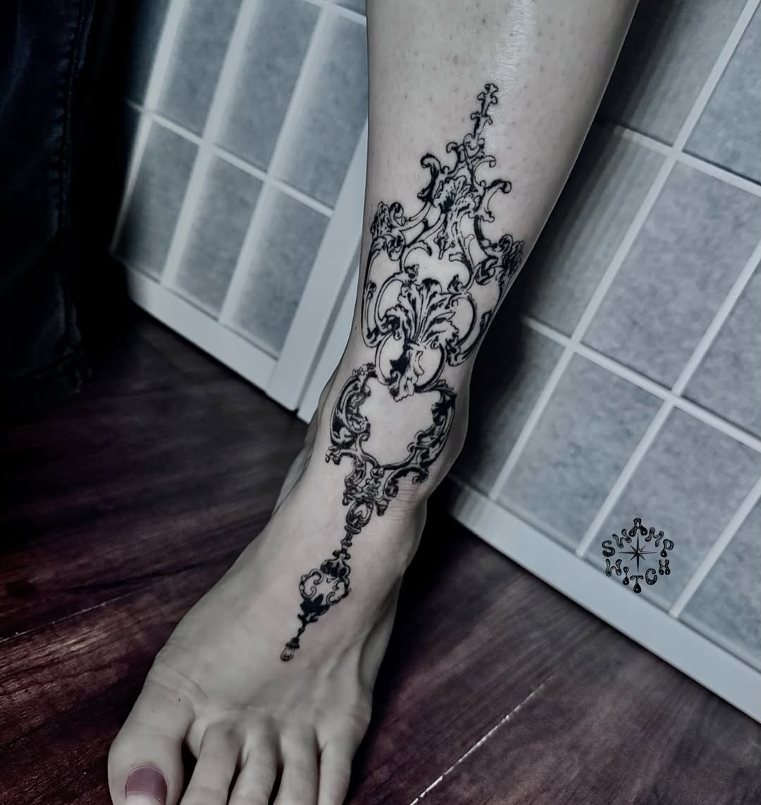 Ornamental filigree cyber sigilism tattoo on the forearm by โญ๐ฌ๐ฒ๐ฏ๐ฑ๐ซ๐ข๐ถ