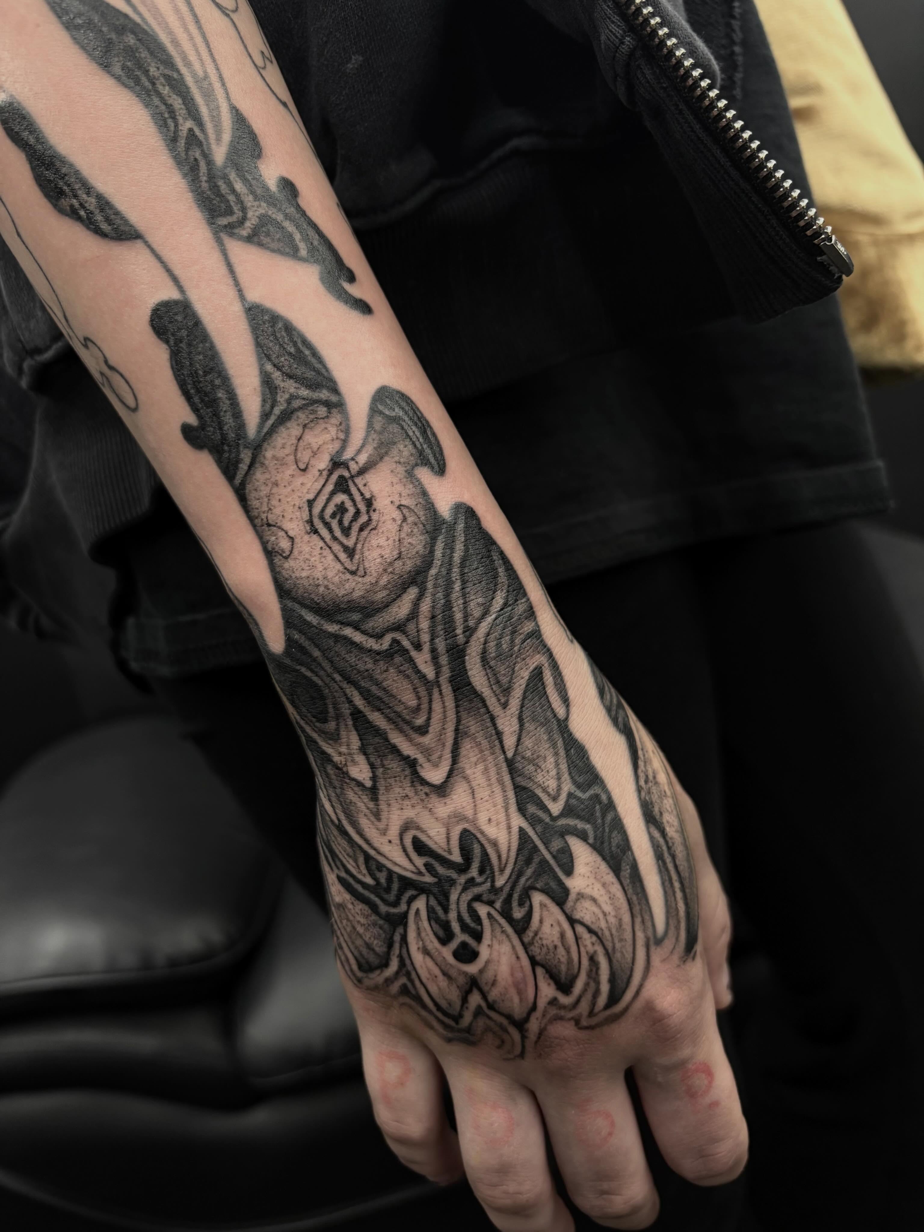 Tattoo by @8jinx9 — black_and_grey, neo_traditional