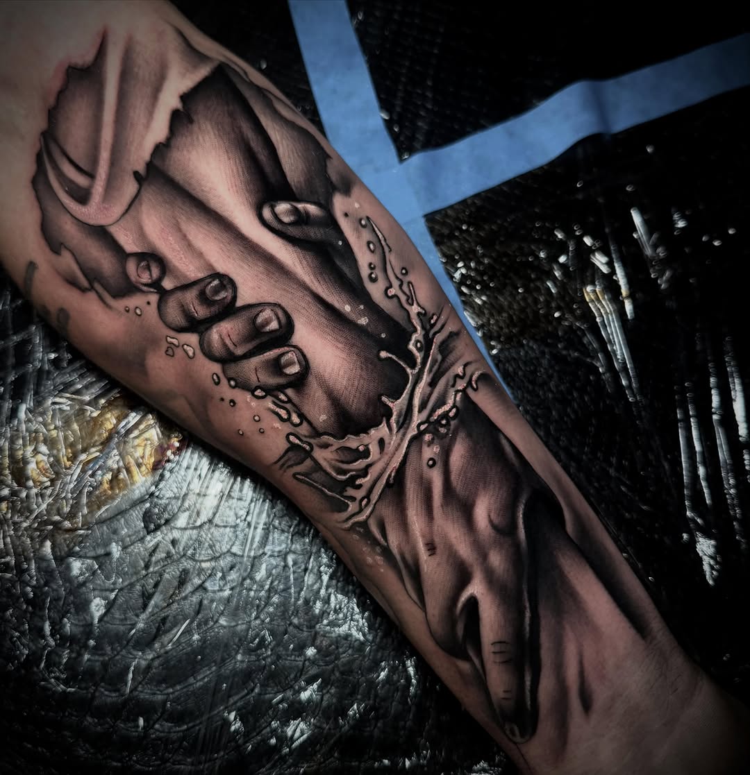 Tattoo by @kat_tattooer — realism, black_and_grey