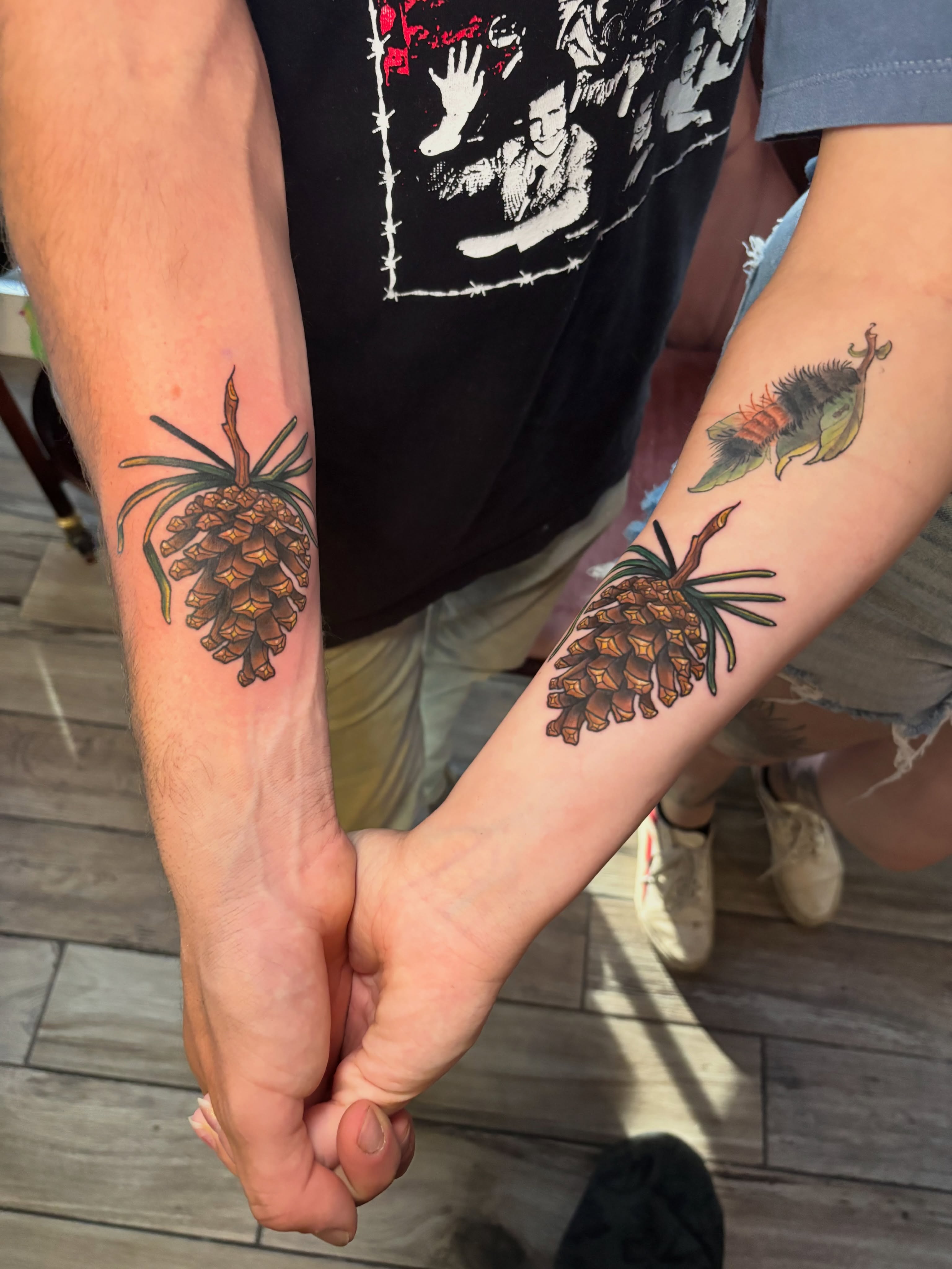 Pinecone realism tattoo on the forearm by Bekah Smith